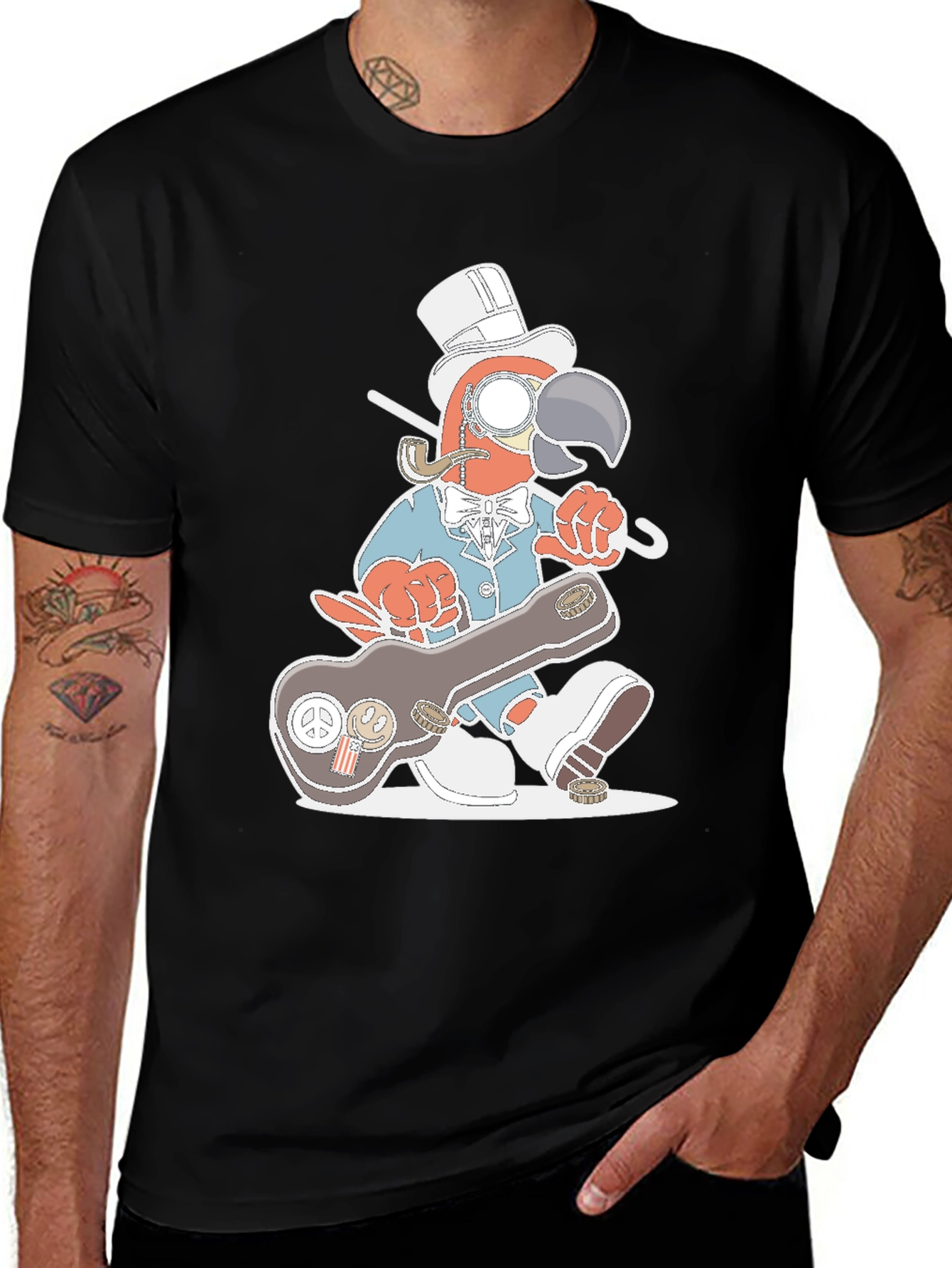 Variant 30 of Gentleman Parrot Tee - Unique Graphic T-Shirt