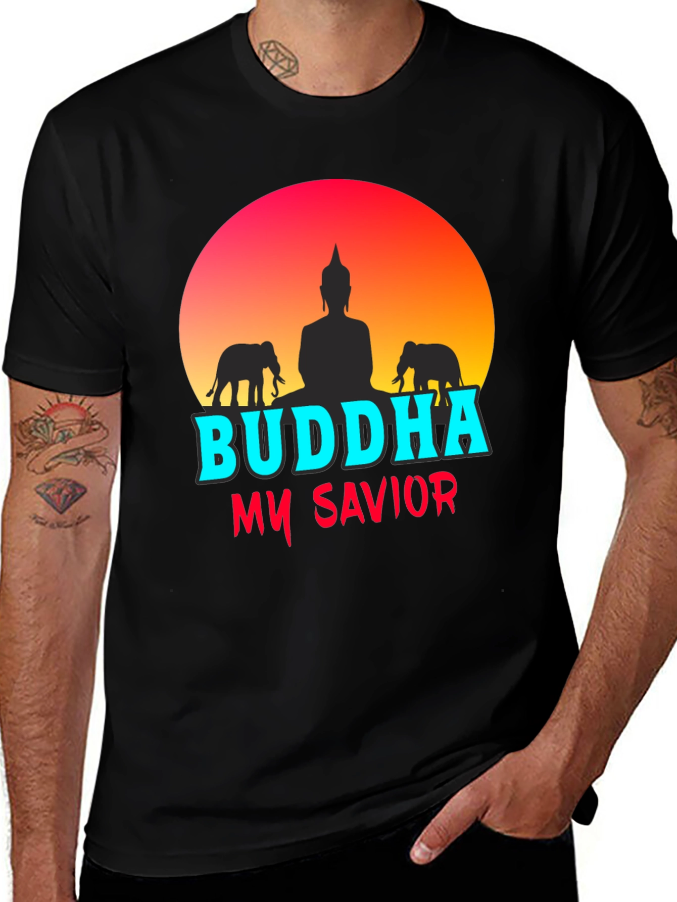 Buddha My Savior Graphic Tee - Spiritual Black T-Shirt