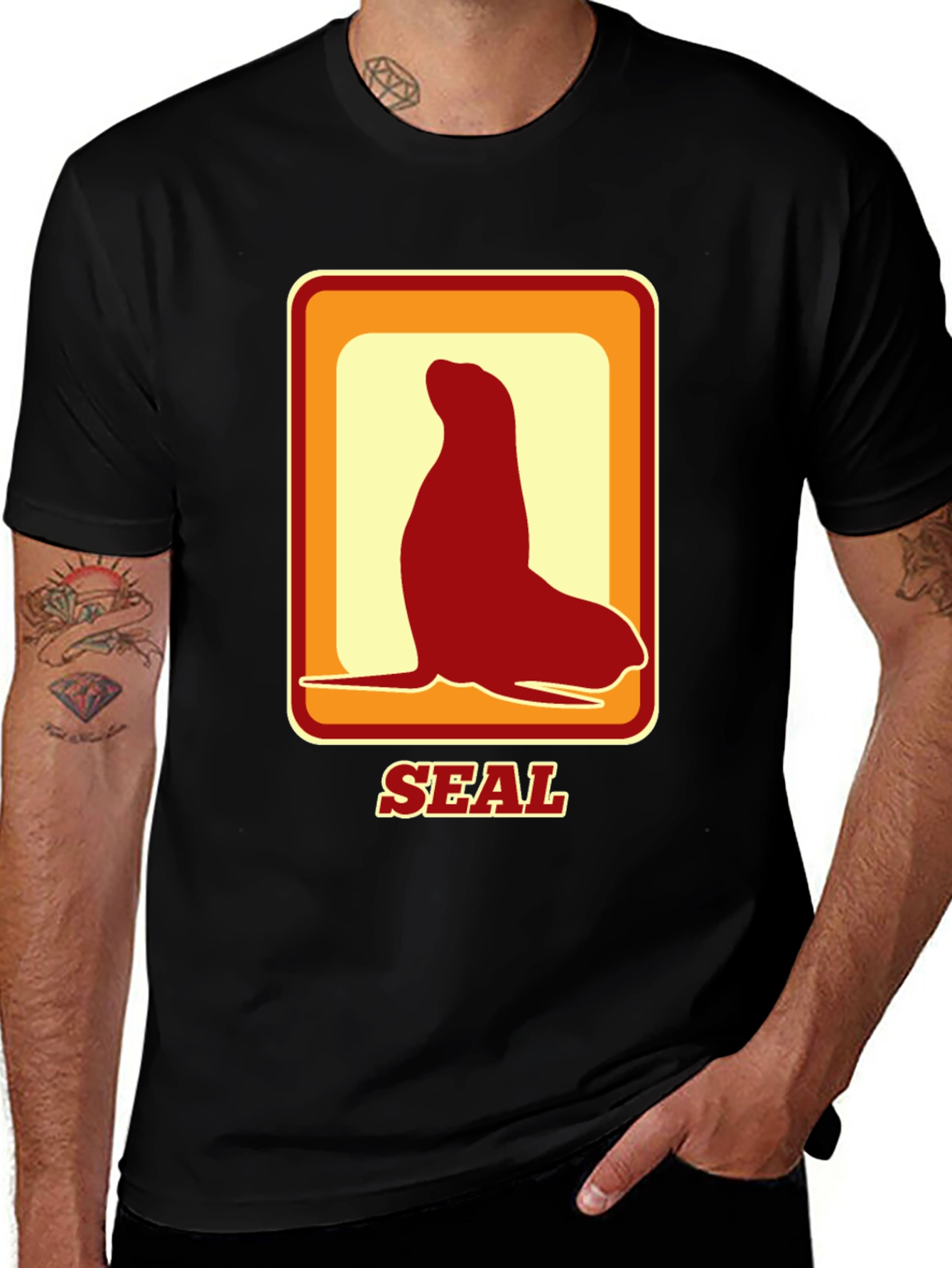 Variant 29 of Retro Seal T-Shirt - Black Tee