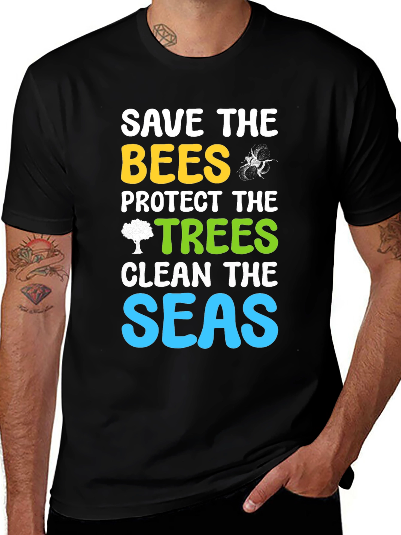 Variant 26 of Save the Bees Trees Seas Graphic Tee