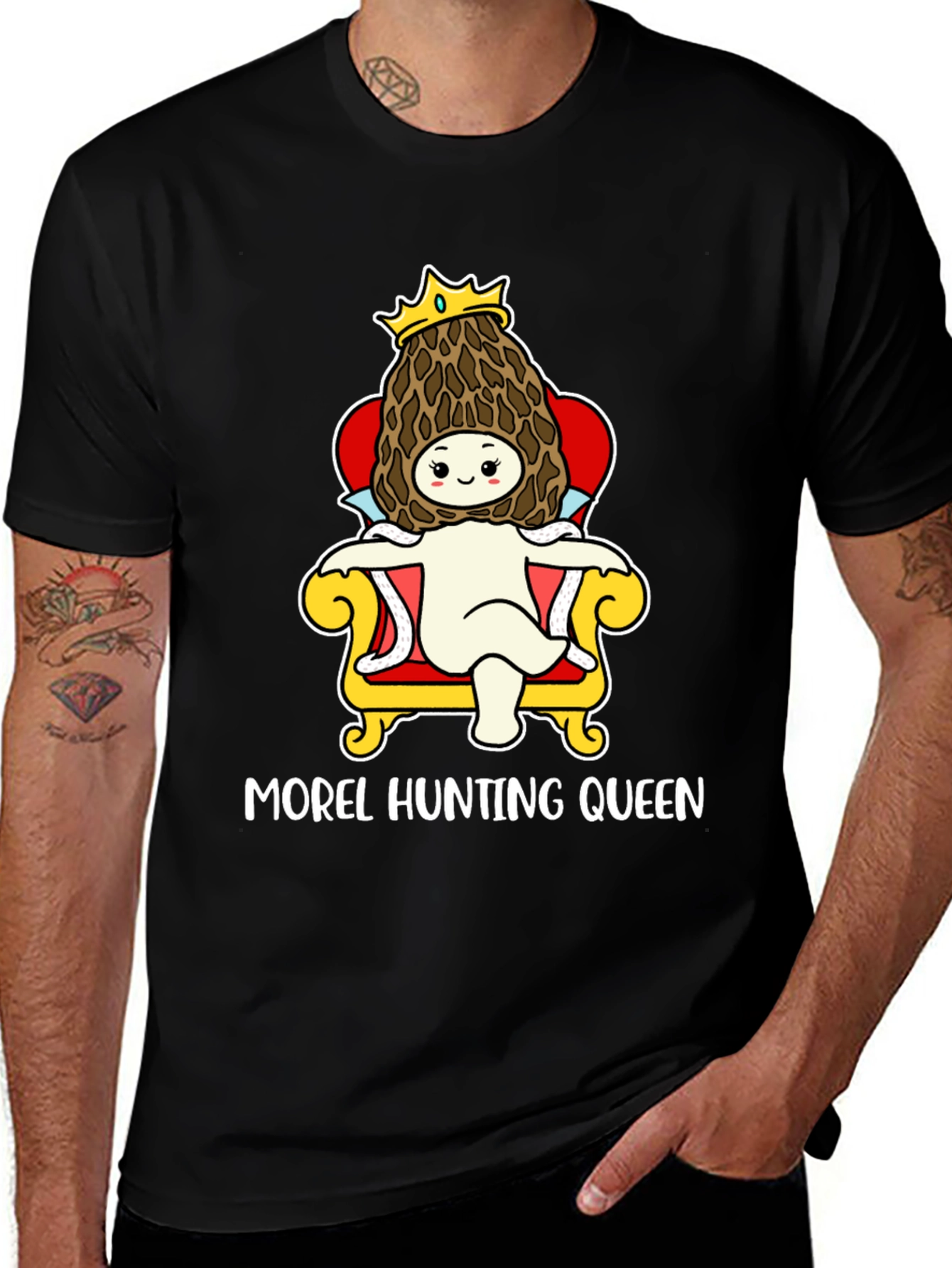 Variant 10 of Morel Hunting Queen T-Shirt, Mushroom Lover Tee