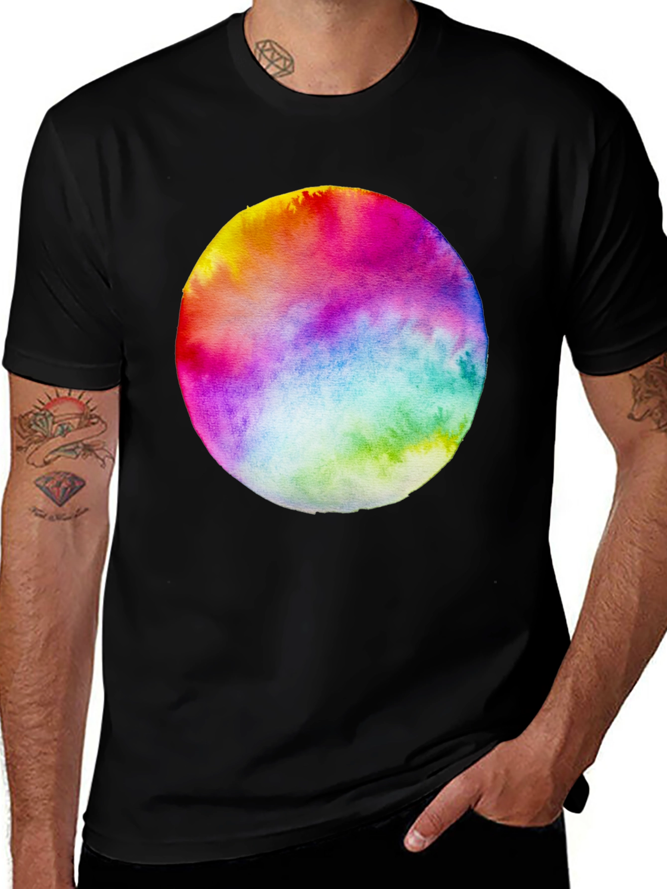 Variant 15 of Watercolor Circle Graphic Black T-Shirt