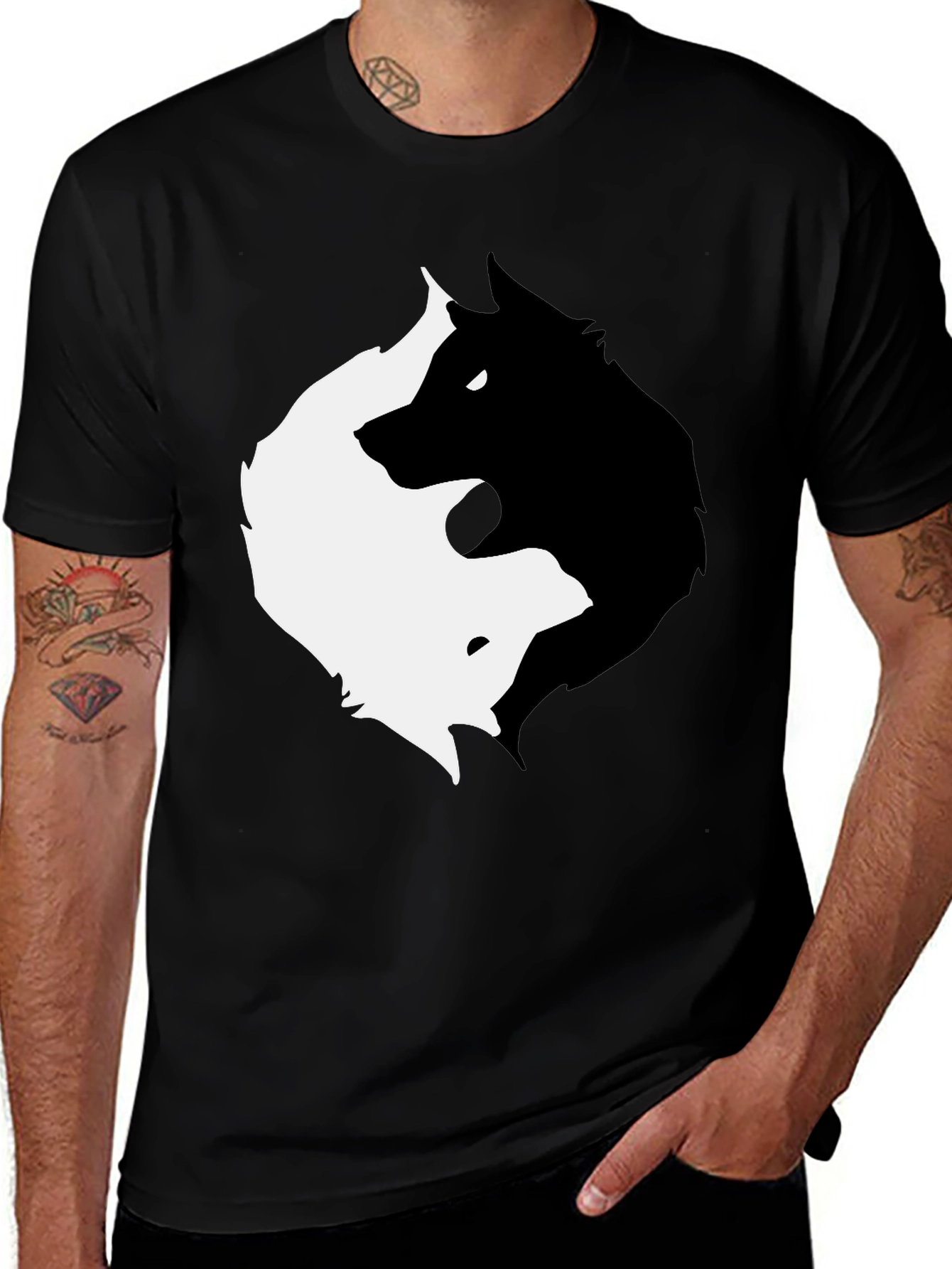 Variant 14 of Yin Yang Wolf Graphic T-Shirt