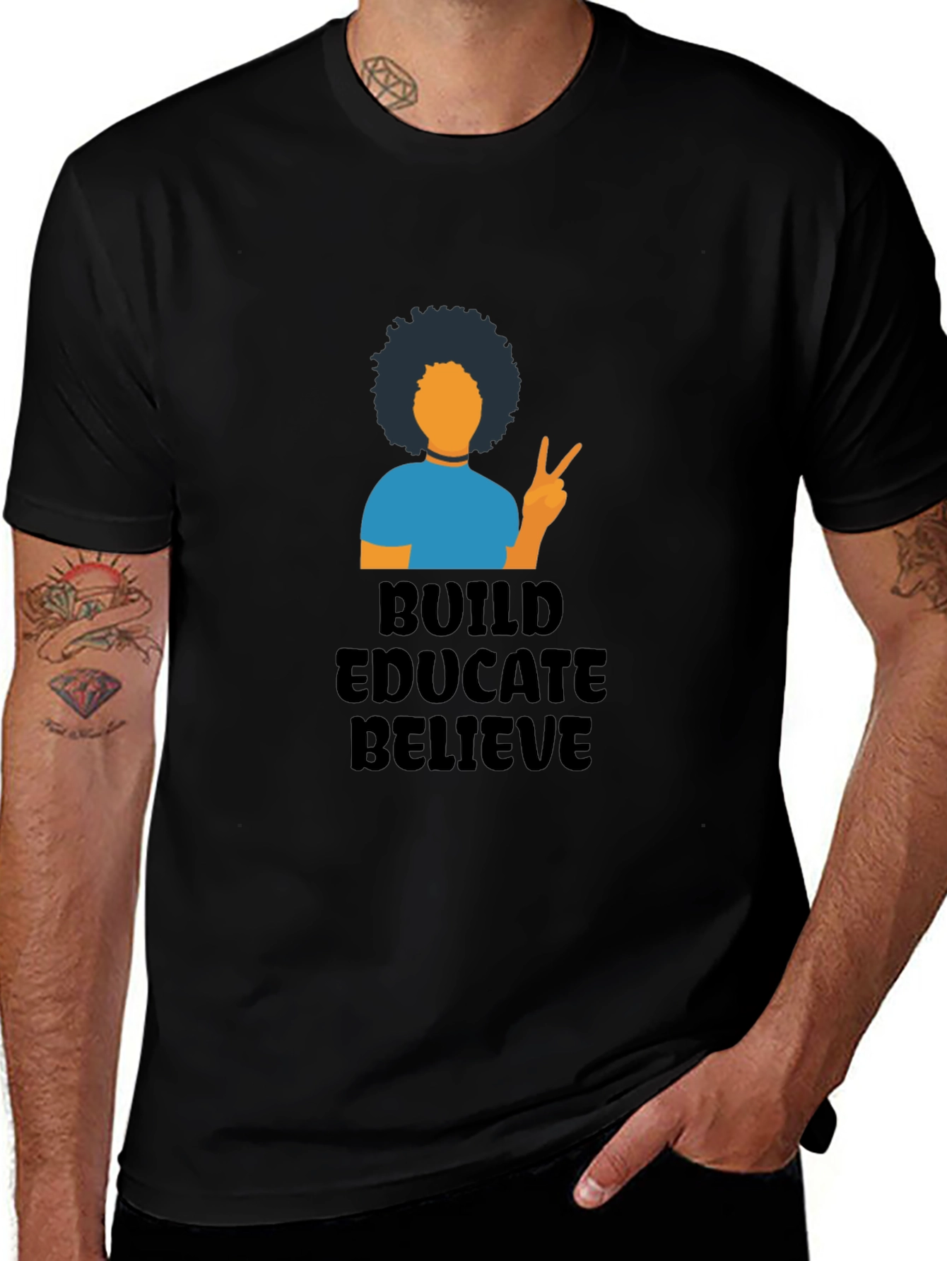 Variant 24 of Build Educate Believe Black Graphic T-Shirt