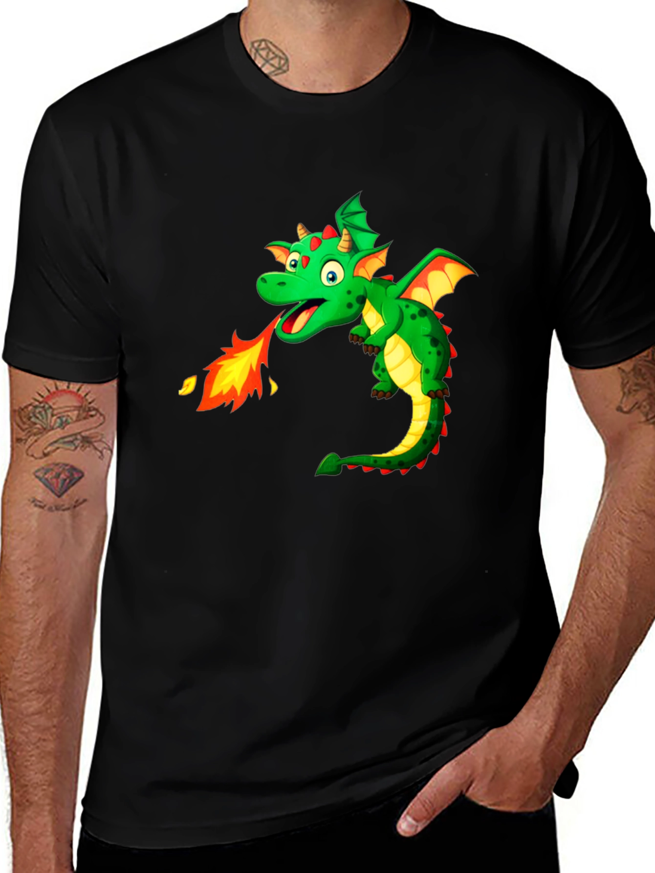 Variant 27 of Dragon Fire Graphic T-Shirt - Cool Fantasy Tee