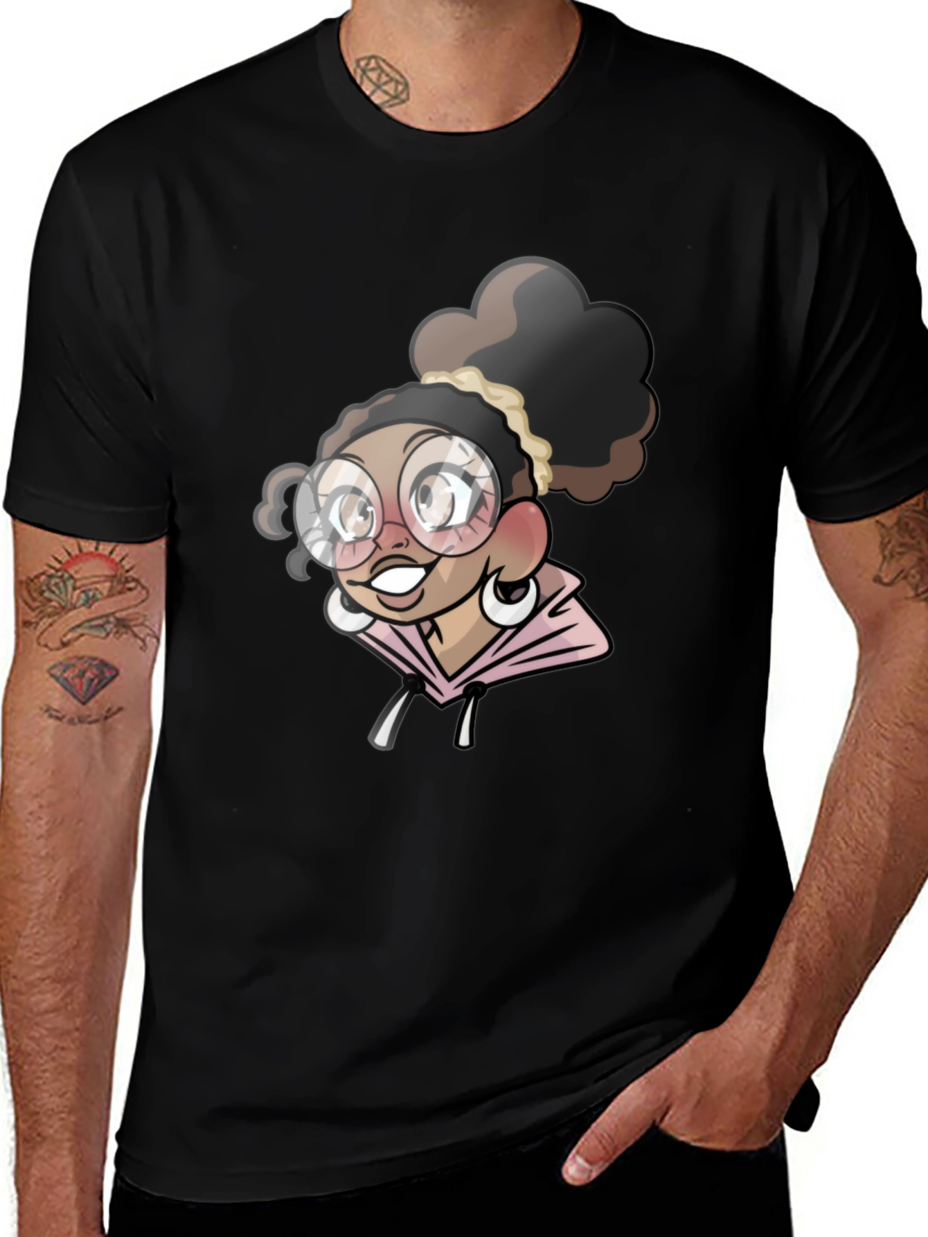 Variant 15 of Cartoon Girl T-Shirt - Stylish Black Tee