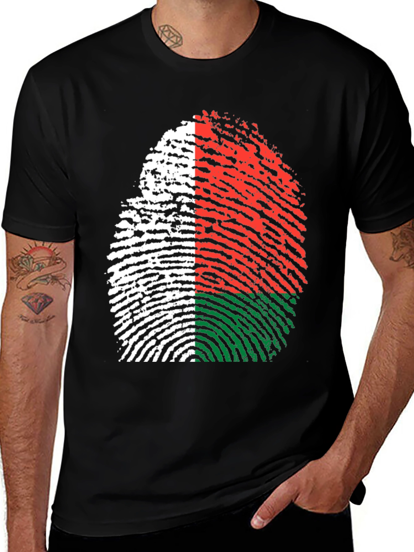 Variant 22 of Madagascar Flag Fingerprint Graphic T-Shirt