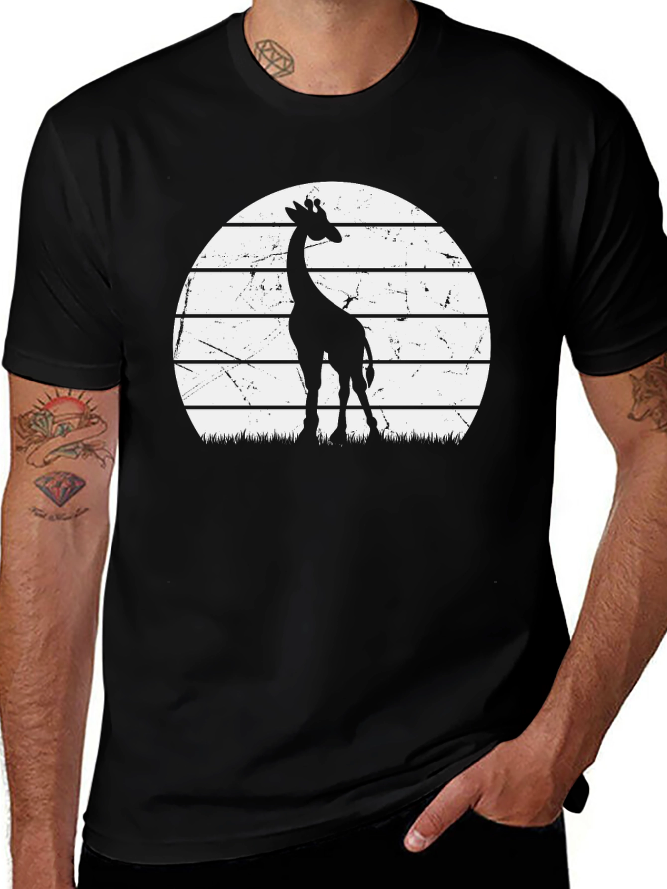 Variant 18 of Giraffe Sunset Graphic Tee - Cool Animal Lover T-Shirt