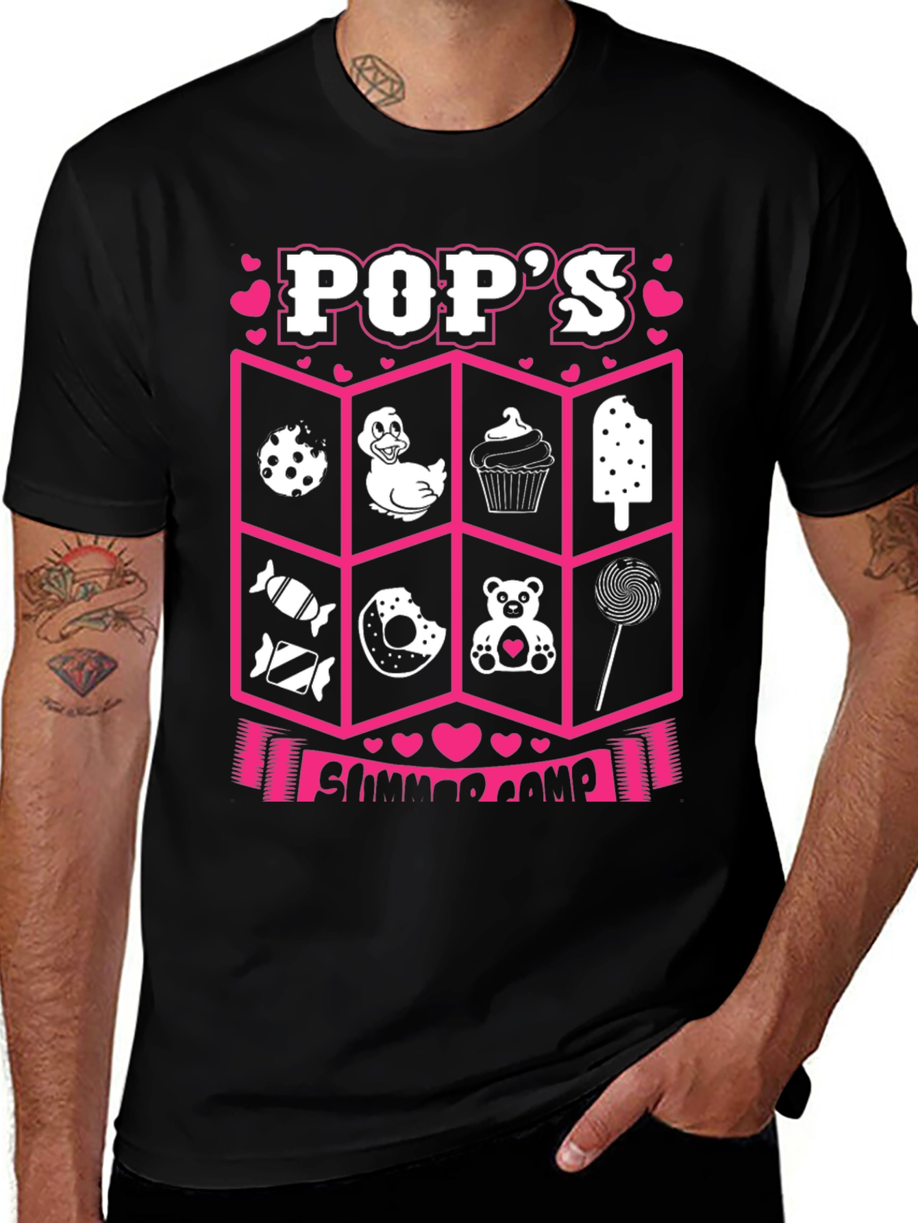 Pop's Summer Camp Black T-Shirt