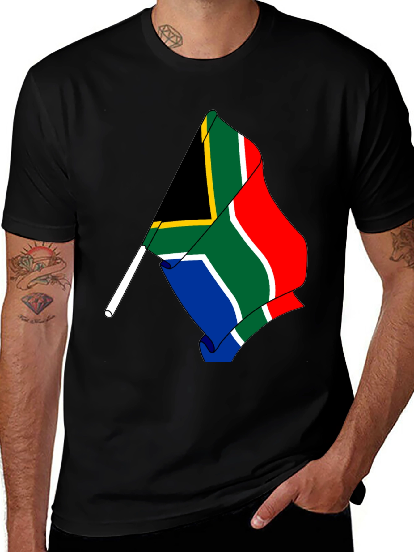 Variant 22 of South Africa Flag Graphic Black T-Shirt