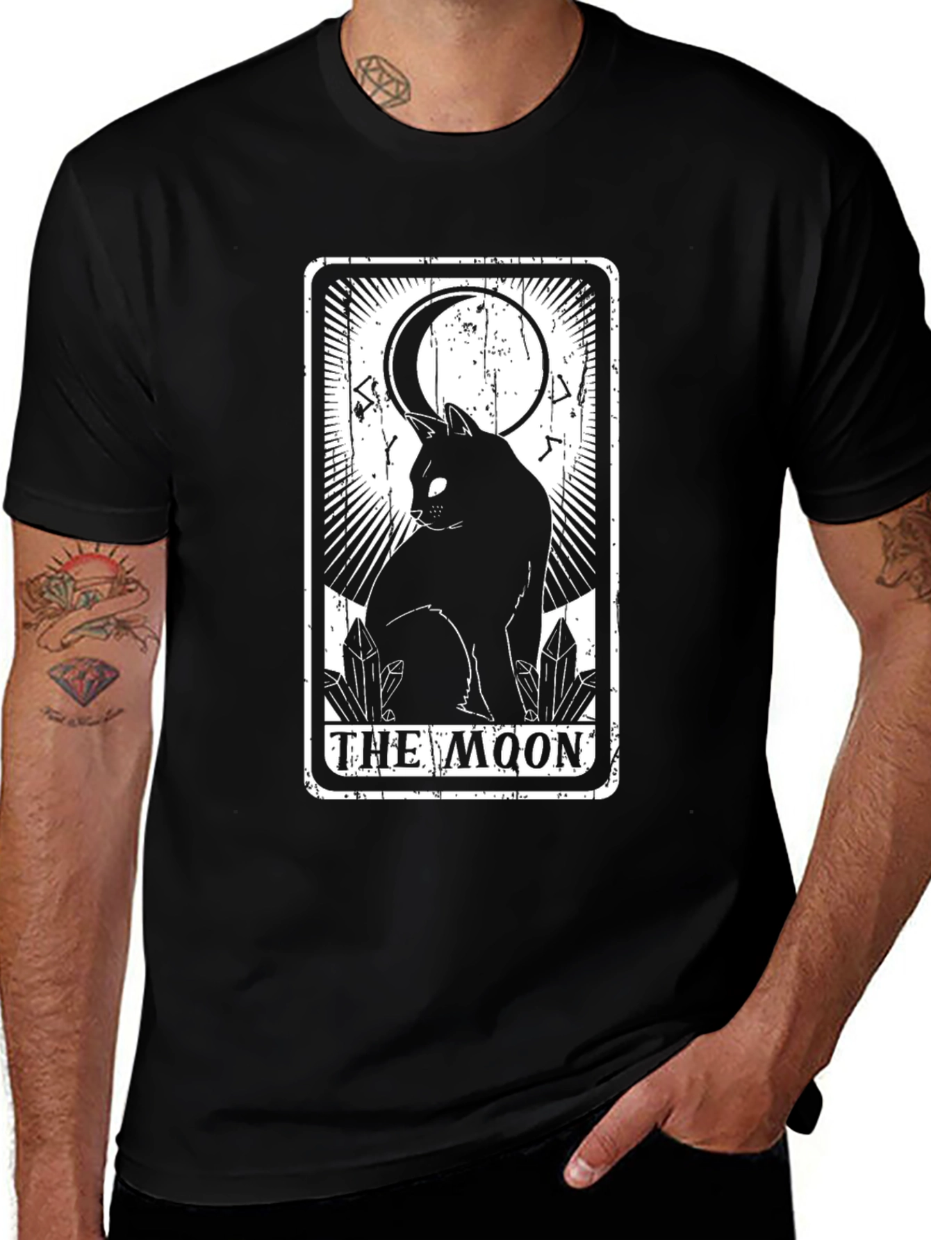 Variant 12 of The Moon Tarot Card Black Cat Graphic T-Shirt
