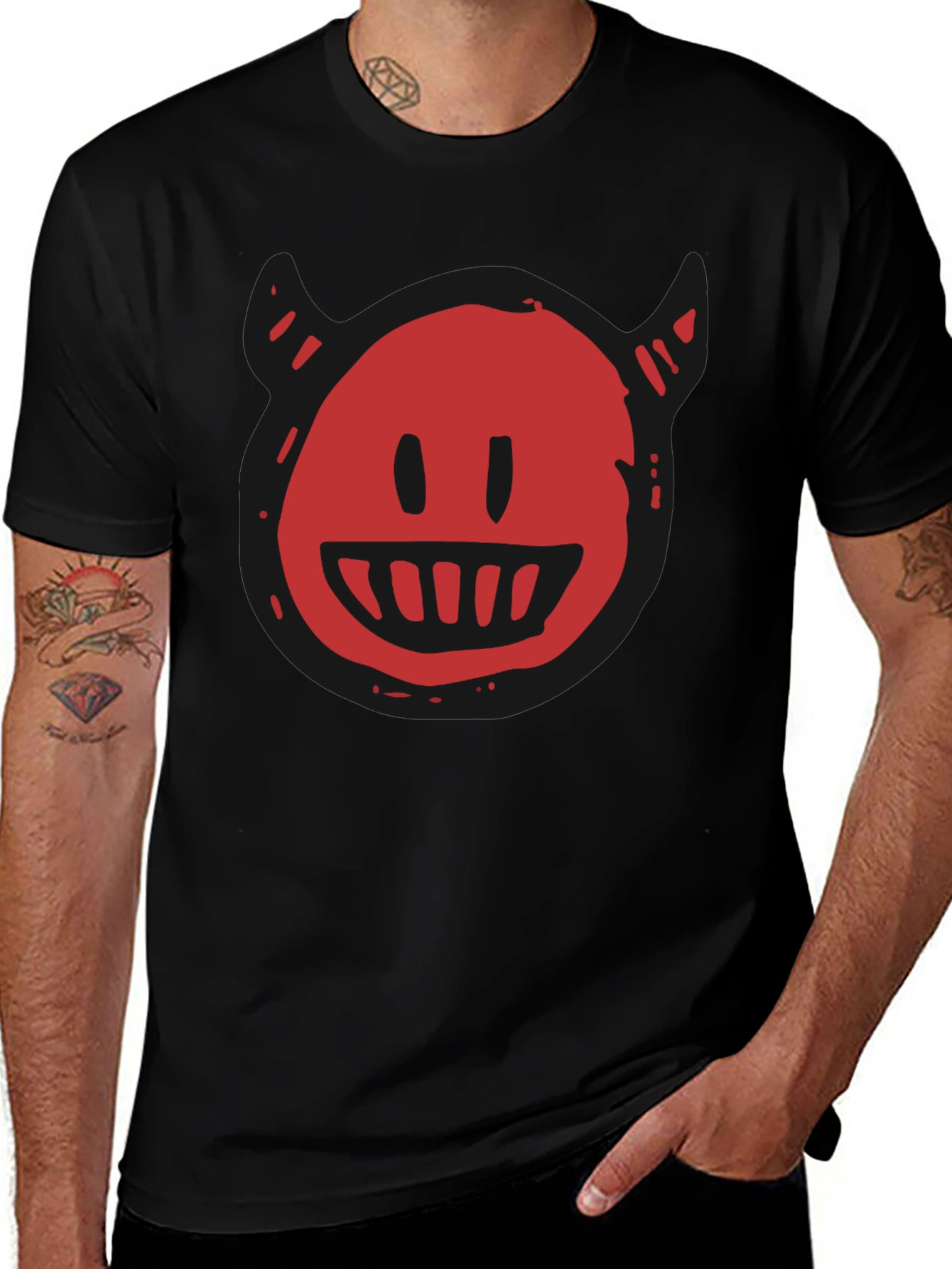 Variant 13 of Devil Smiley Graphic T-Shirt - Men's