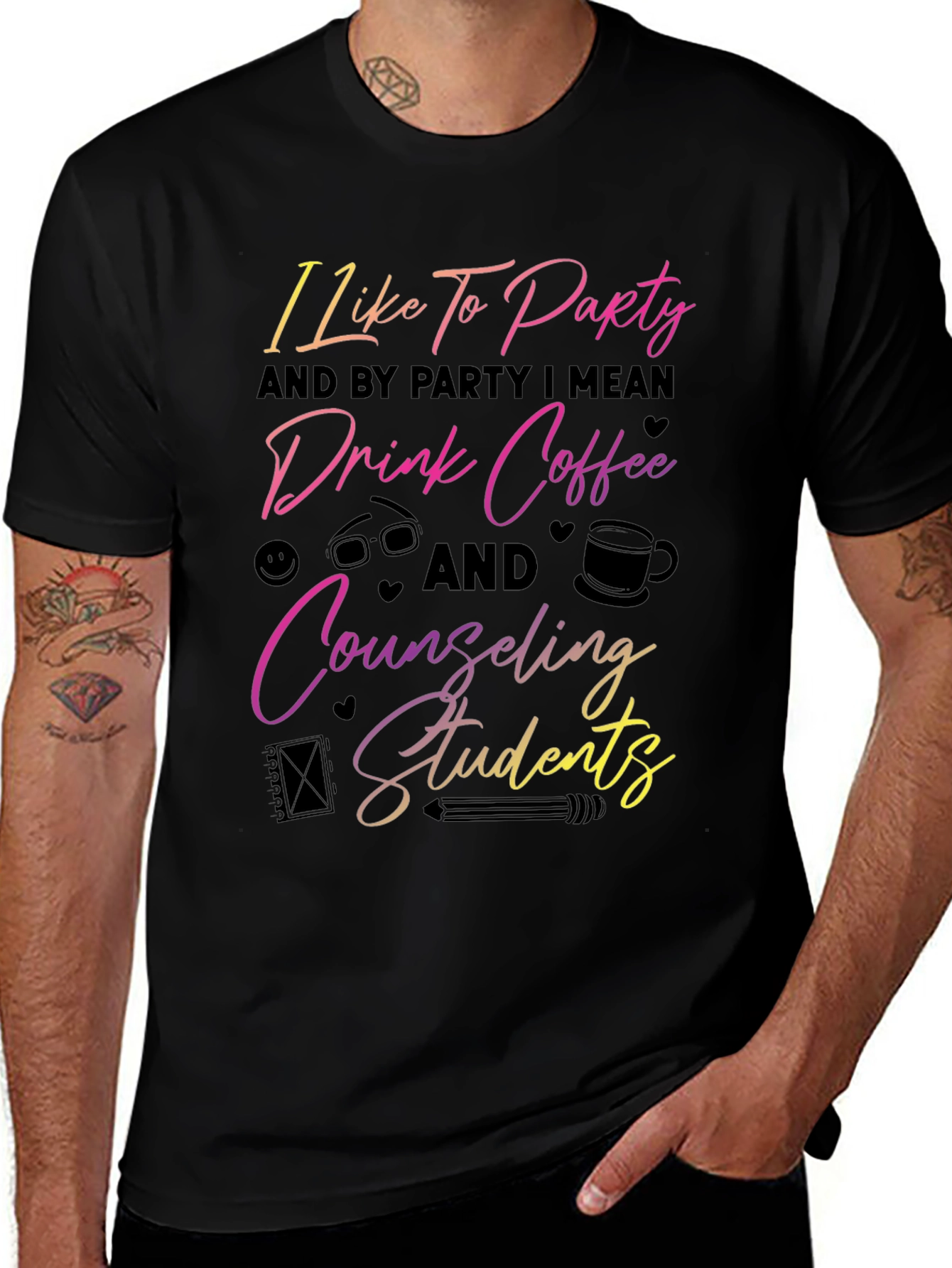 Variant 27 of Counseling Students T-Shirt: Party, Coffee, & Support