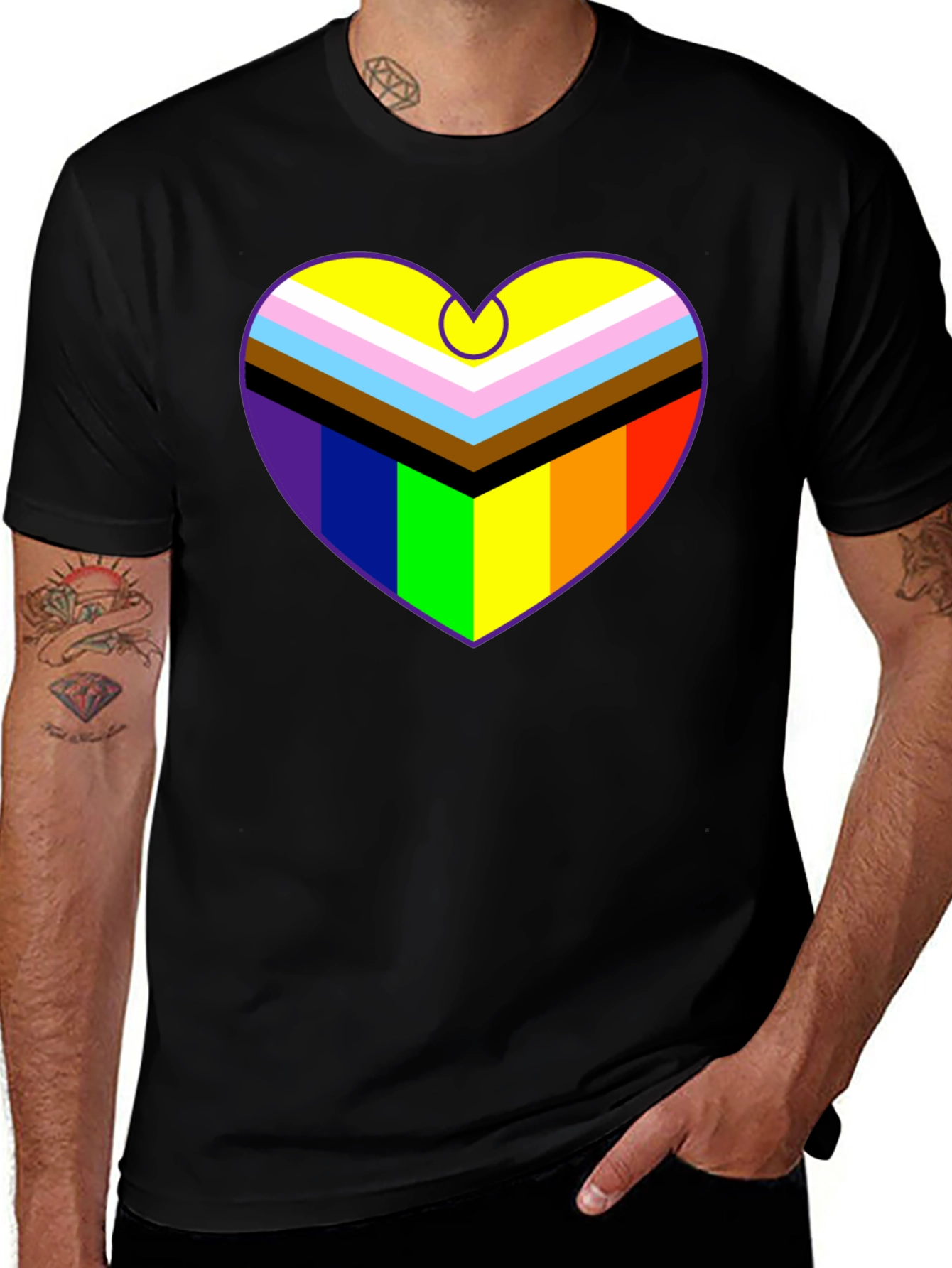 Variant 10 of Pride Heart Graphic T-Shirt - Black