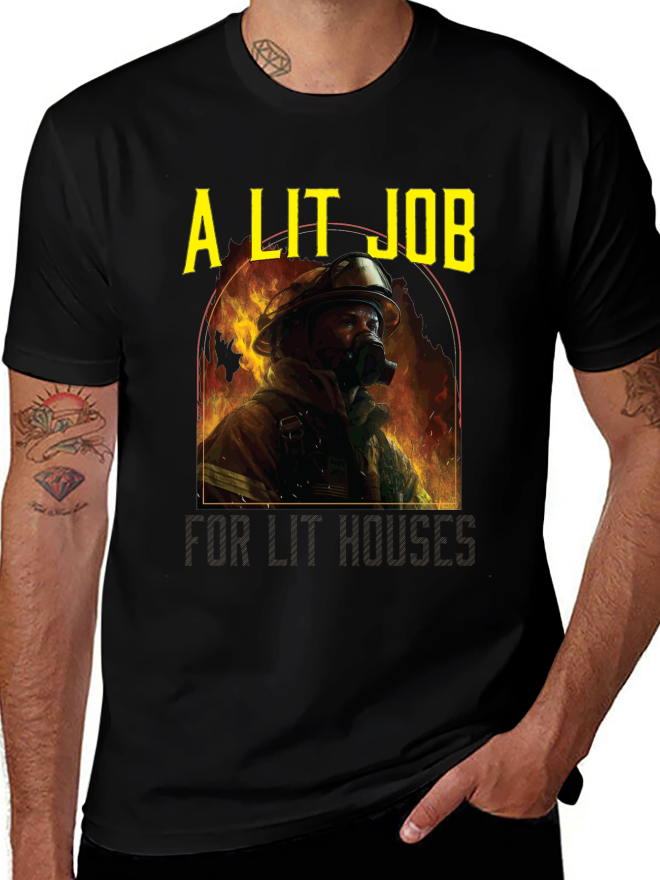 Variant 16 of A Lit Job T-Shirt - Firefighter Graphic Tee