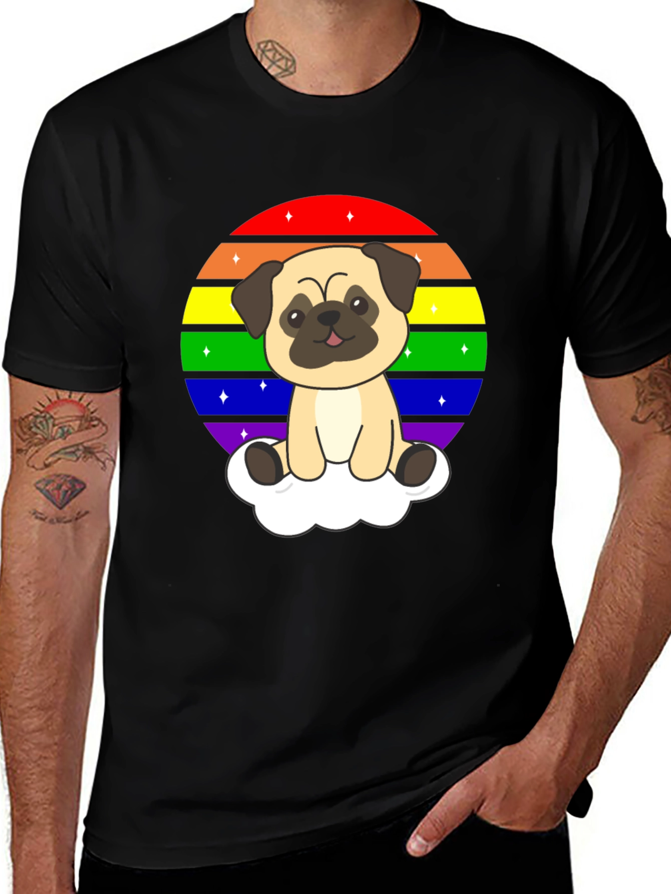 Variant 13 of Pug Rainbow Pride T-Shirt
