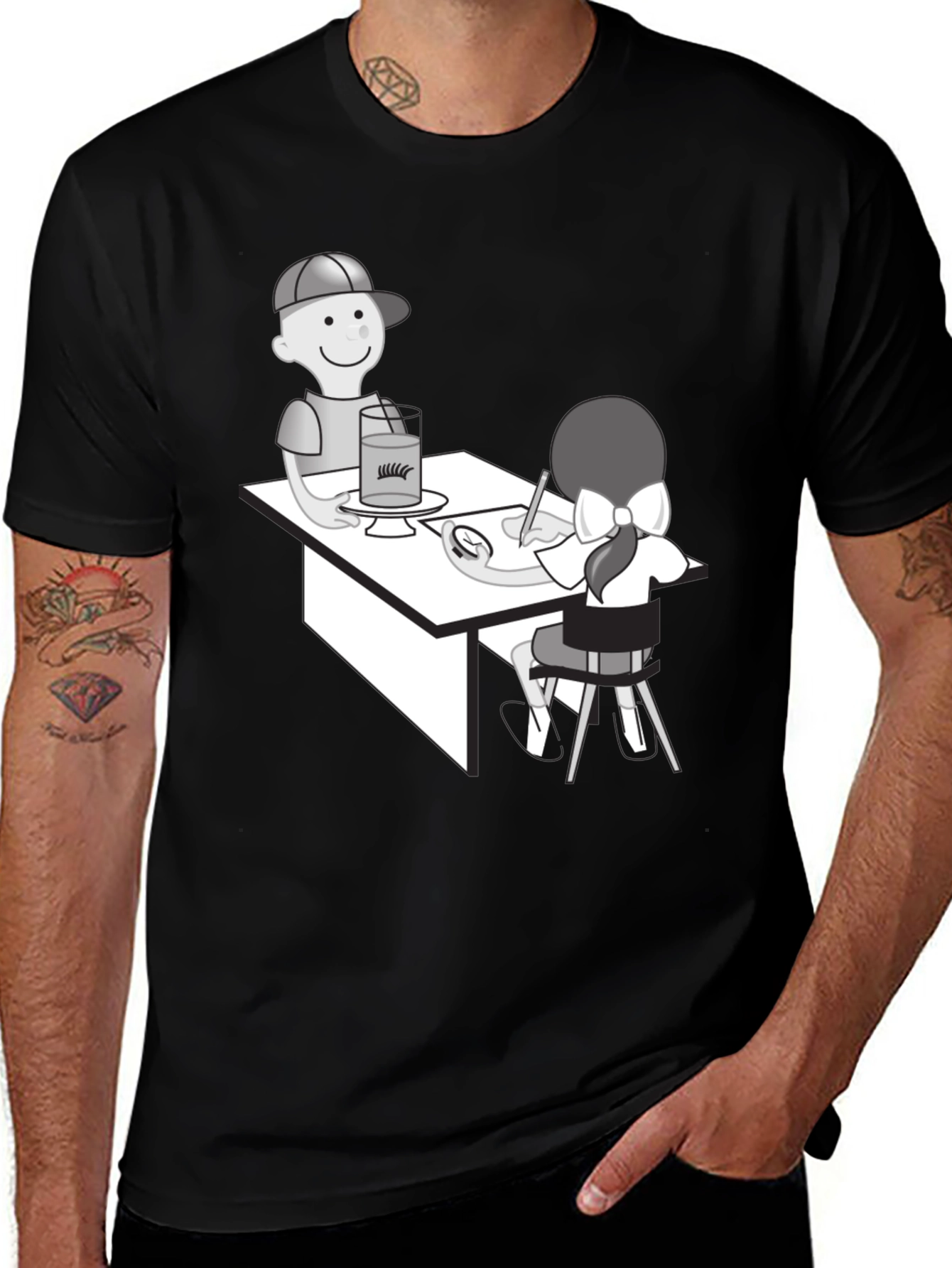 Variant 26 of Cartoon Graphic Tee - Back to School Design