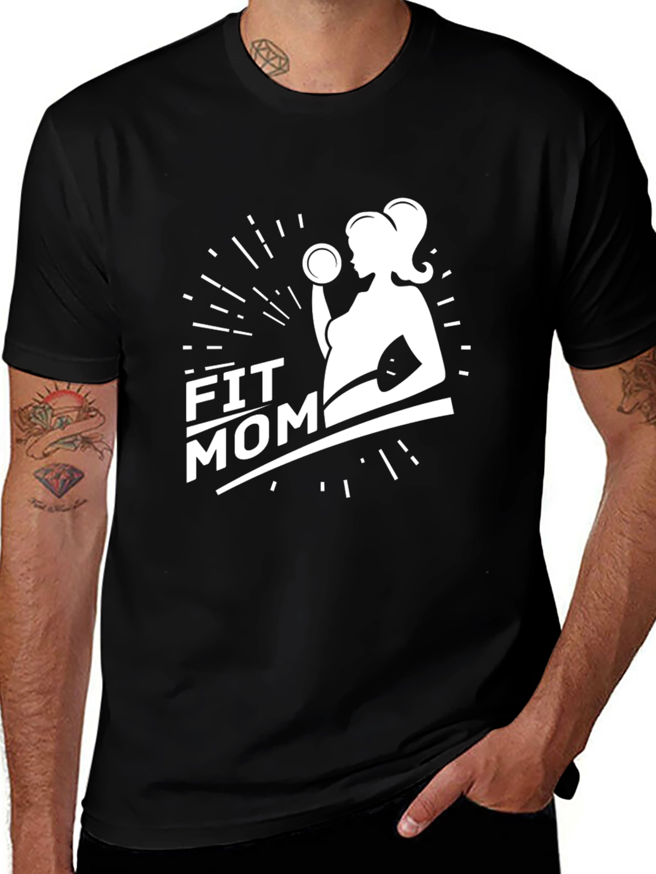 Variant 24 of Fit Mom Graphic T-Shirt - Black, Fitness, Pregnancy