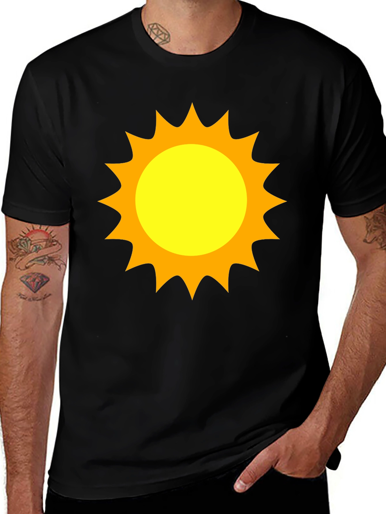 Variant 22 of Sunny Graphic Tee - Black Cotton T-Shirt with Sun Design