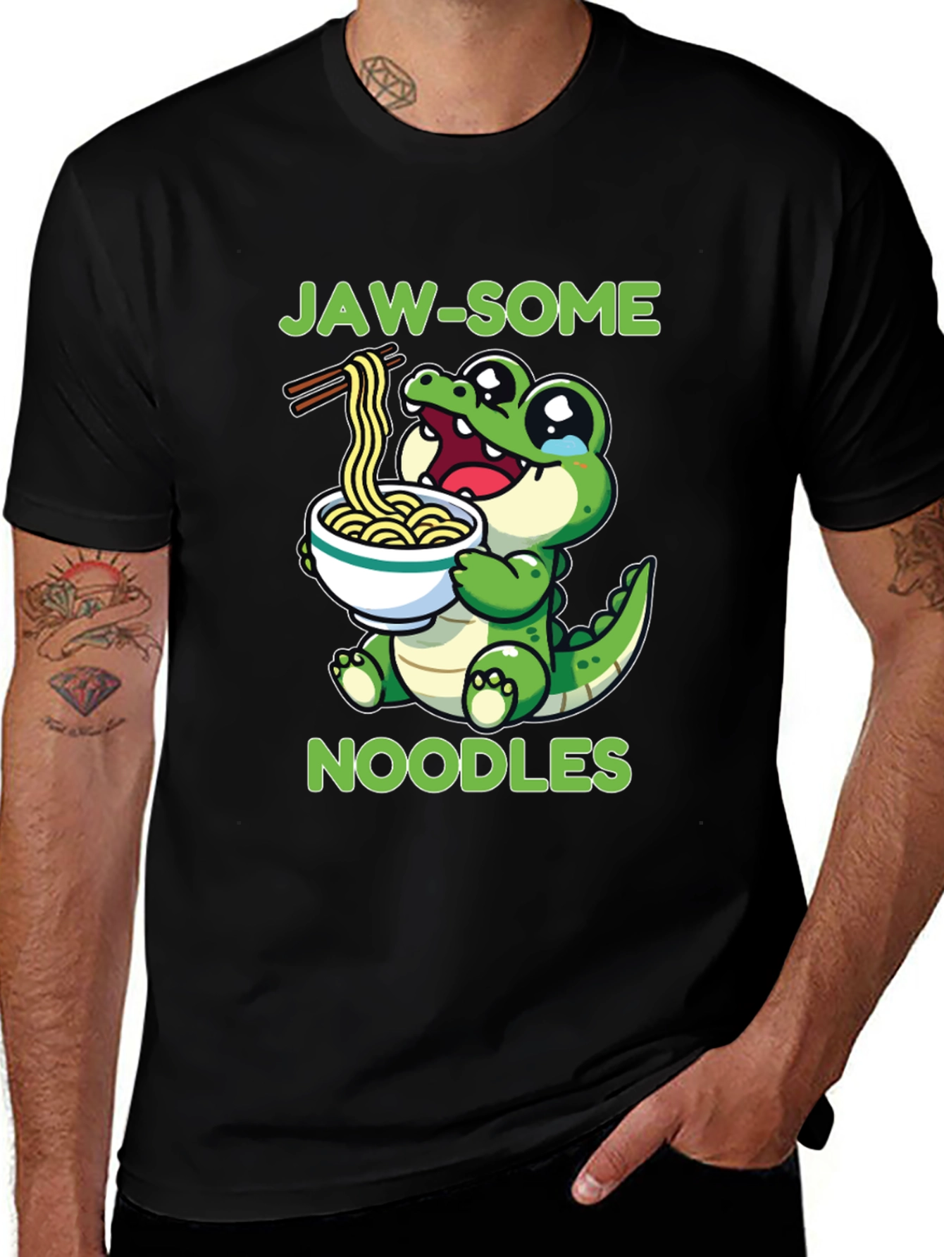 Variant 20 of Jaw-some Noodles T-Shirt - Cute Alligator Design