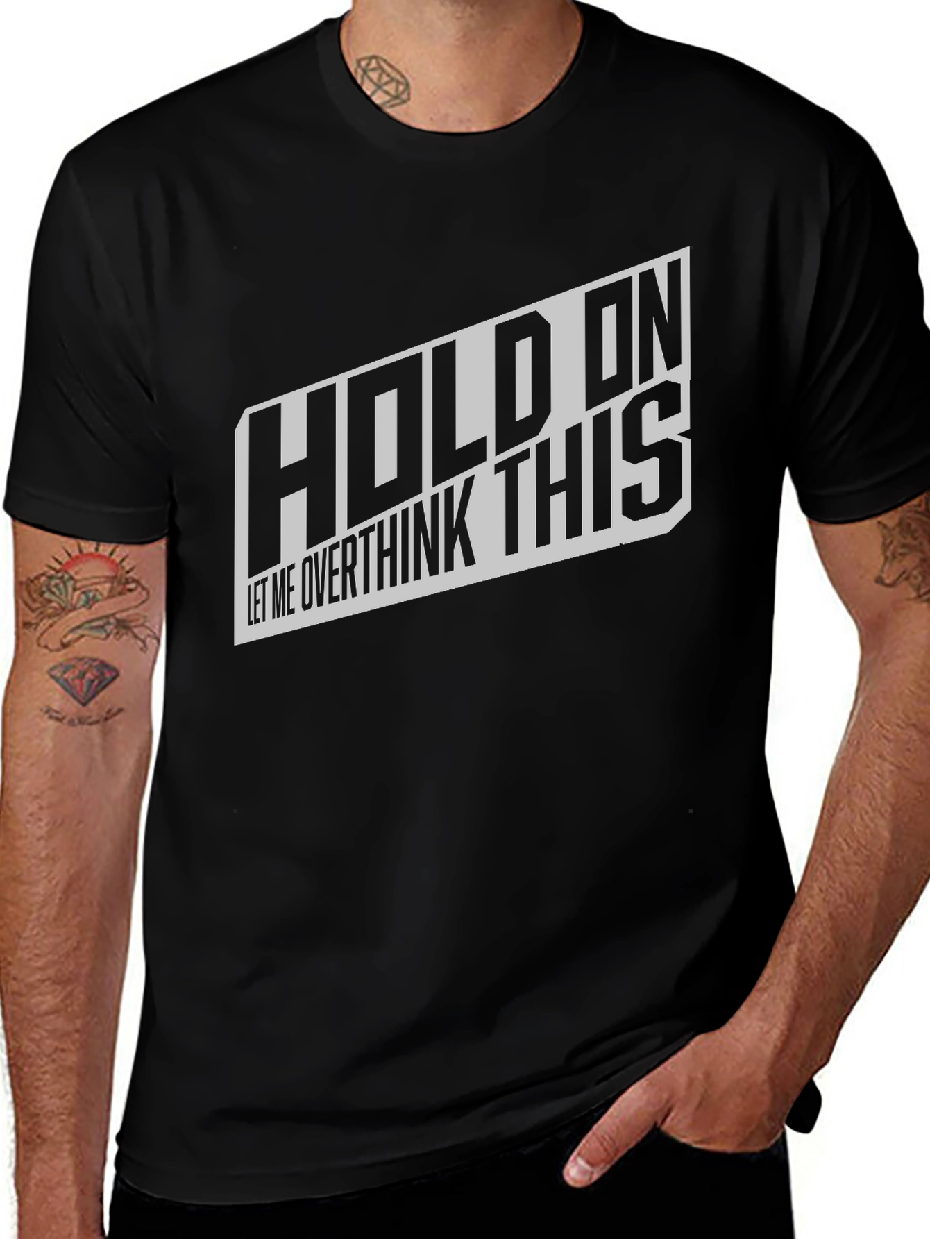 Variant 14 of Hold On Overthink This Black Graphic Tee