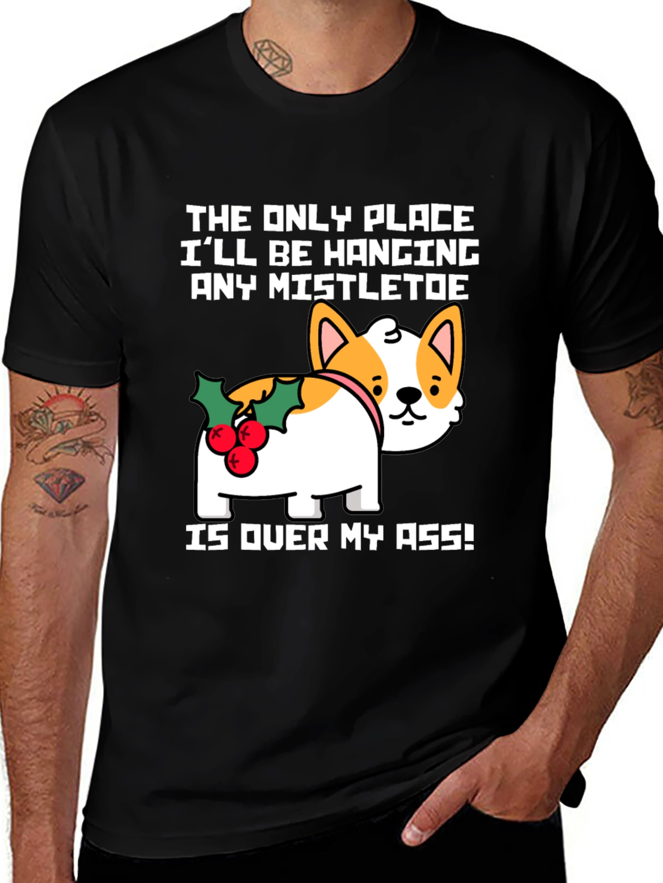 Variant 26 of Funny Christmas Dog Mistletoe T-Shirt