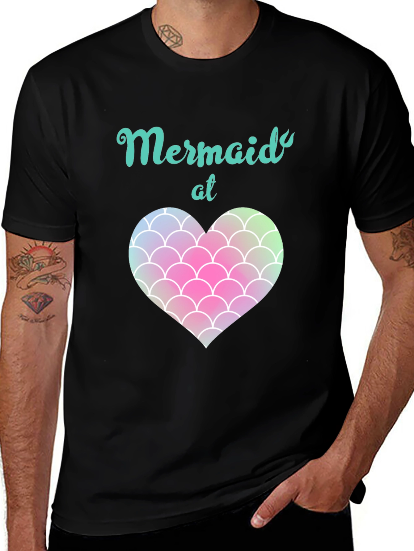 Variant 7 of Mermaid at Heart Black T-Shirt