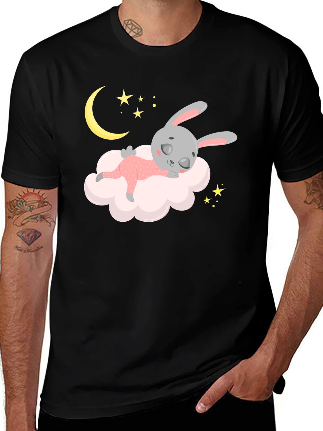 Variant 23 of Dreamy Bunny Black T-Shirt