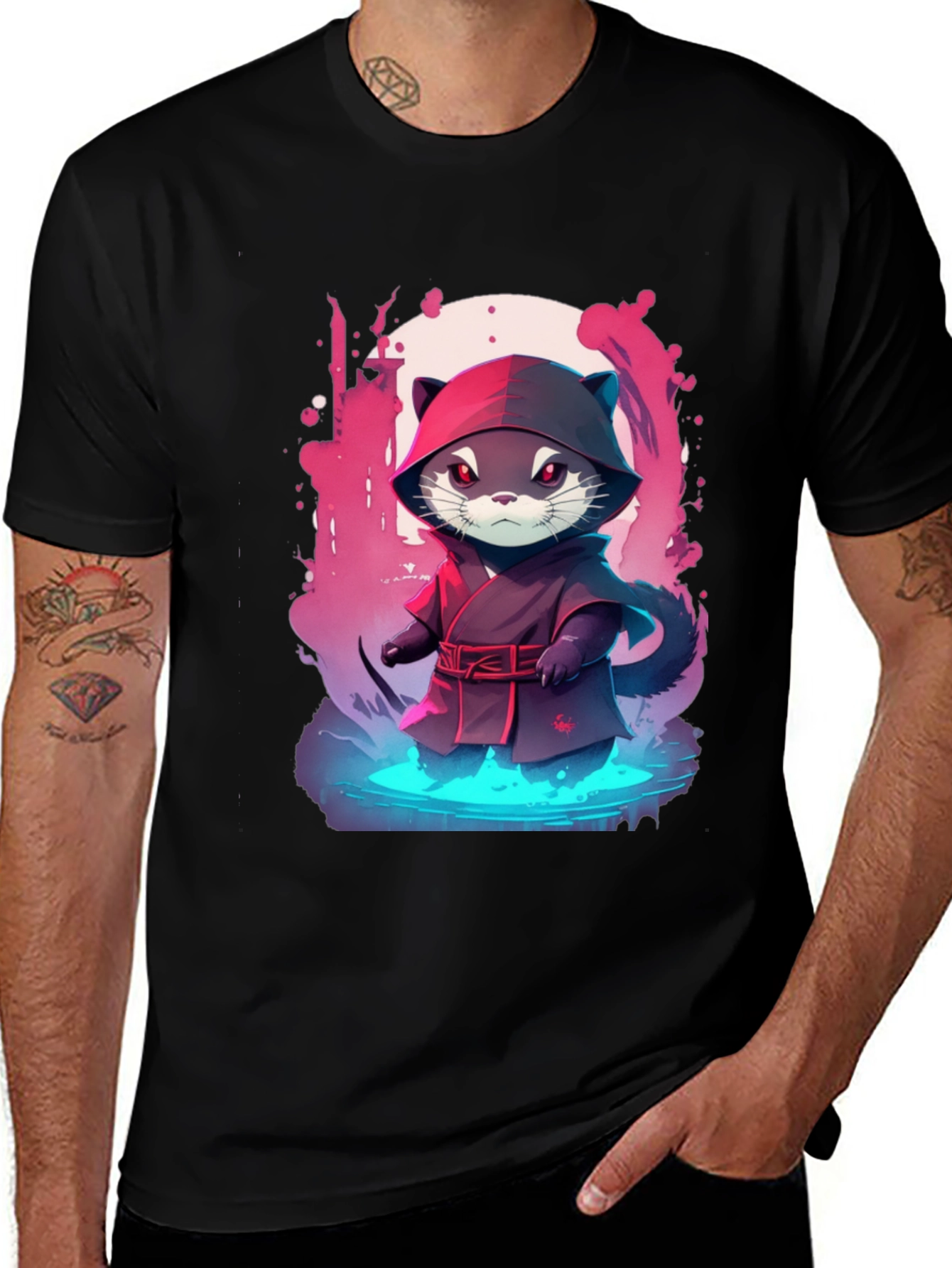 Variant 23 of Ninja Otter Graphic Tee - Cool Anime Style