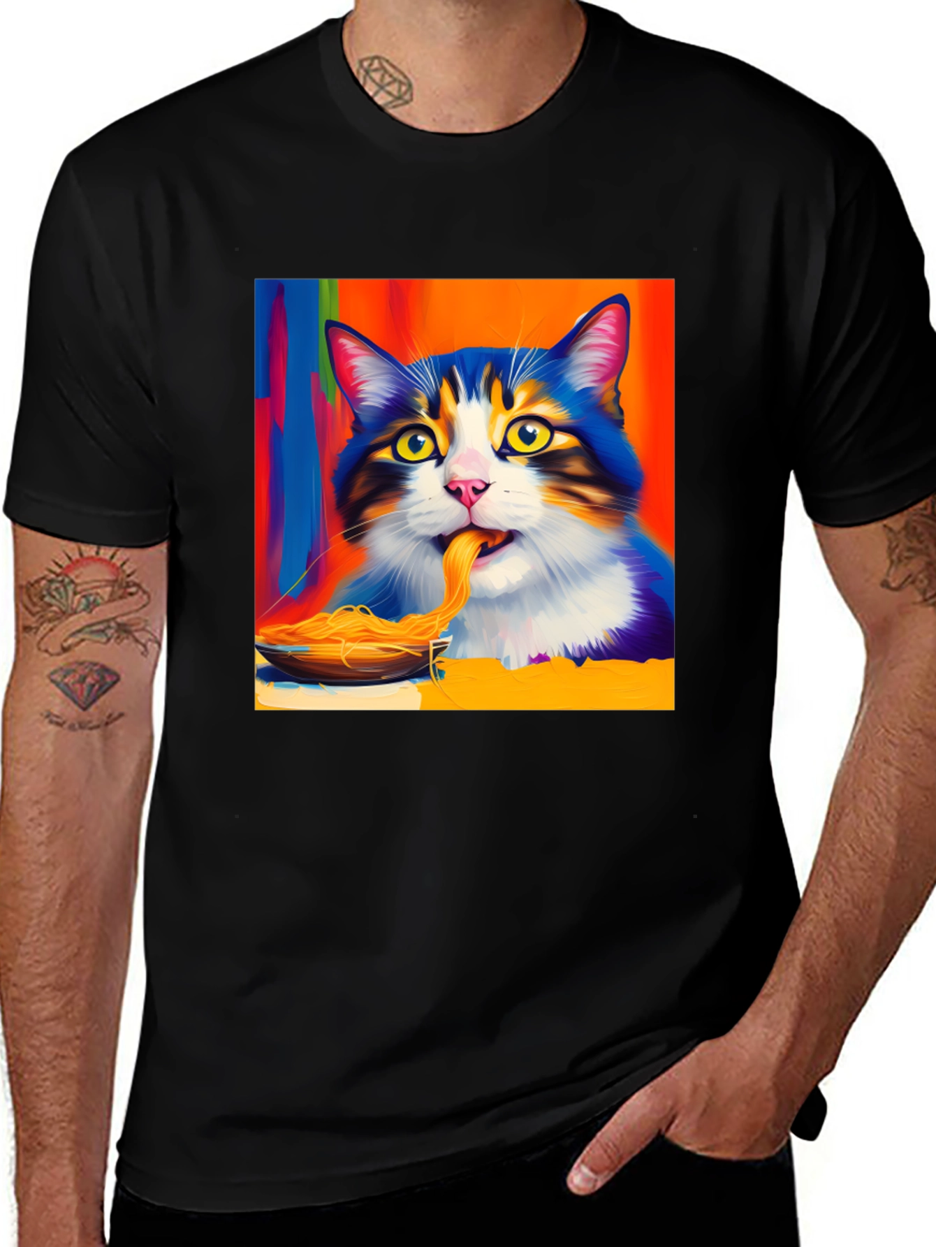 Variant 10 of Cat Eating Spaghetti Graphic T-Shirt