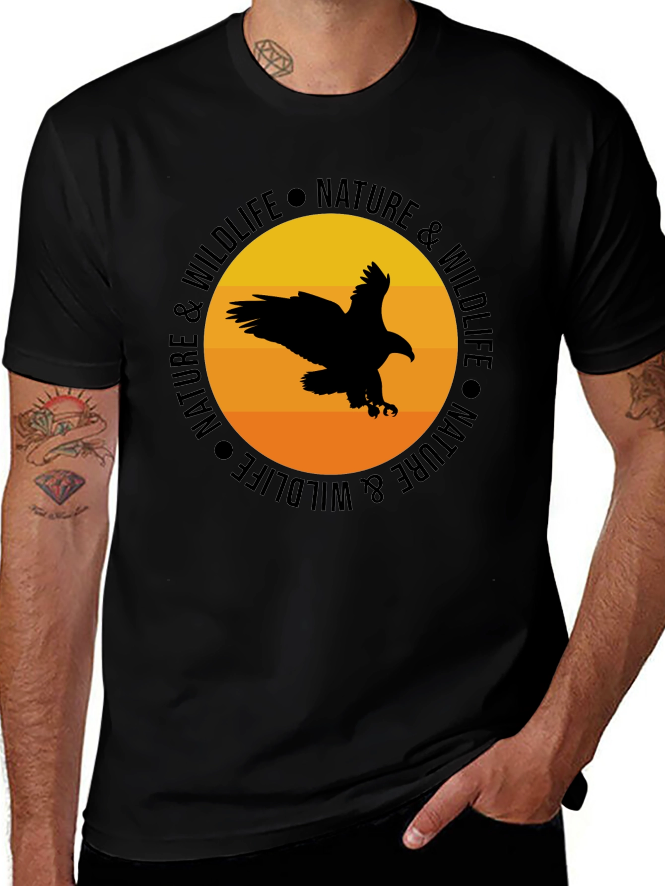 Variant 26 of Nature & Wildlife Eagle Graphic Tee - Black