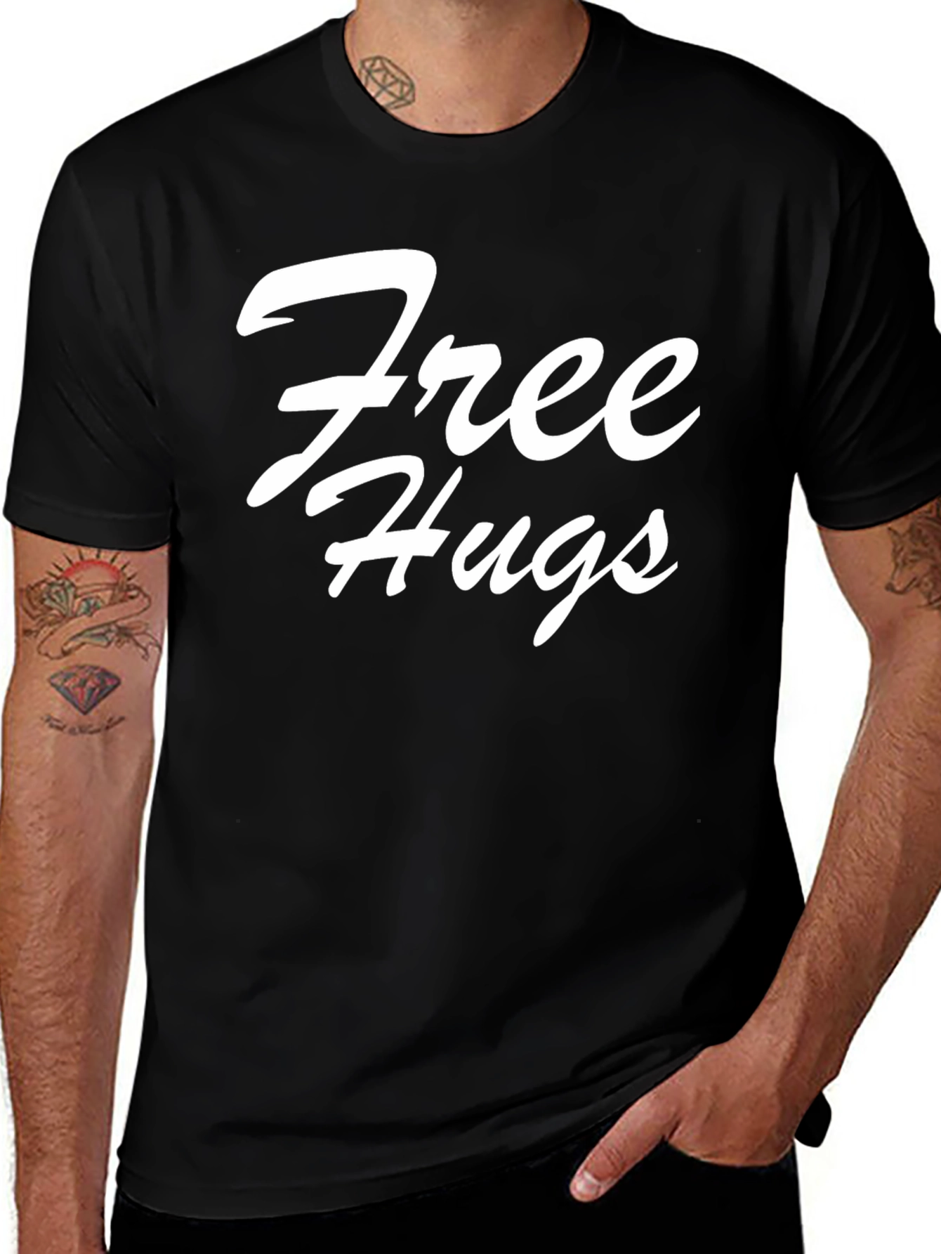 Black Free Hugs Graphic Tee - Soft Cotton Comfort main image