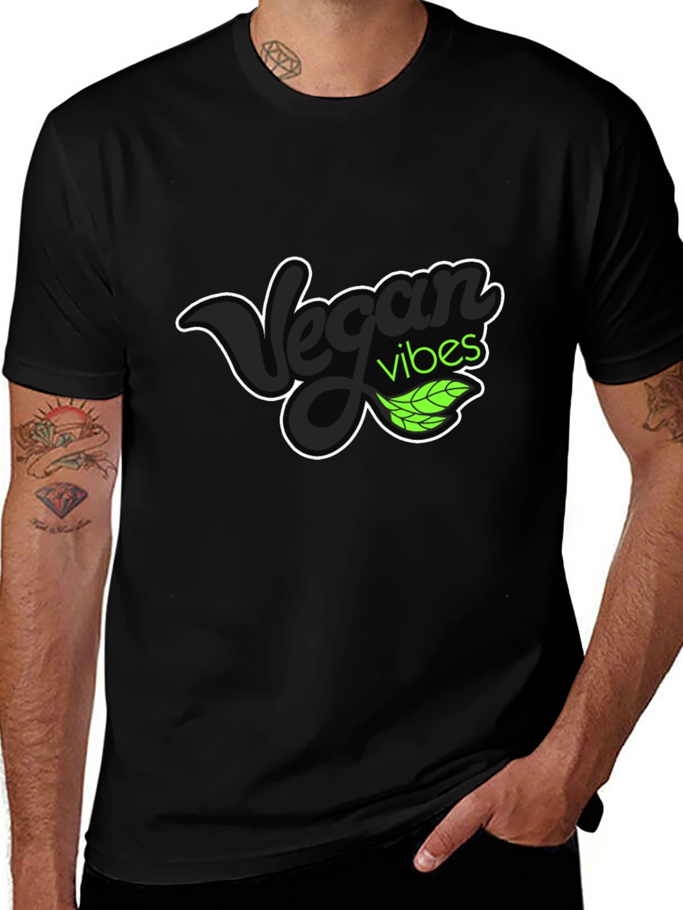 Variant 2 of Vegan Vibes Graphic T-Shirt - Black