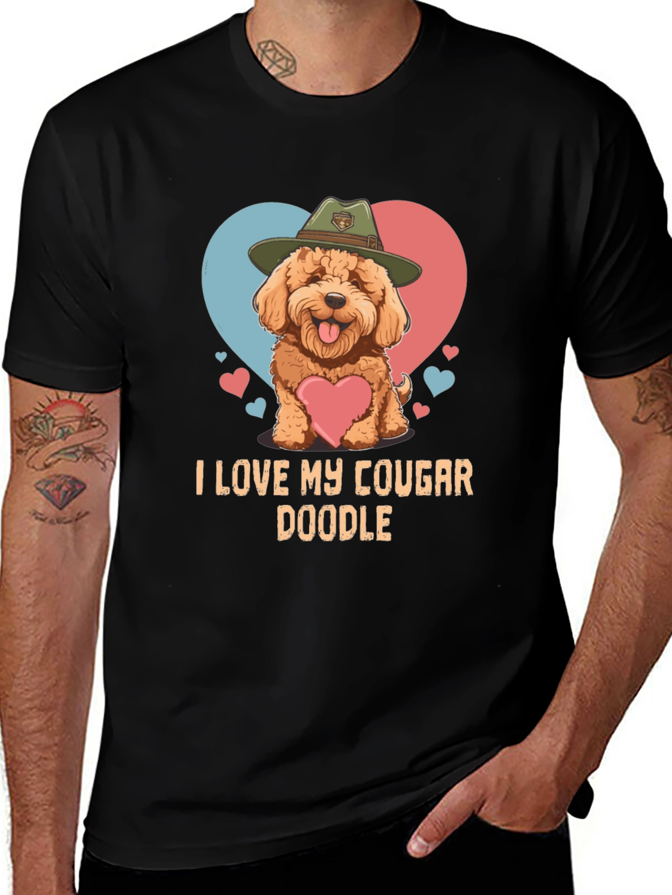 Variant 11 of I Love My Cougar Doodle T-Shirt, Dog Lover Tee