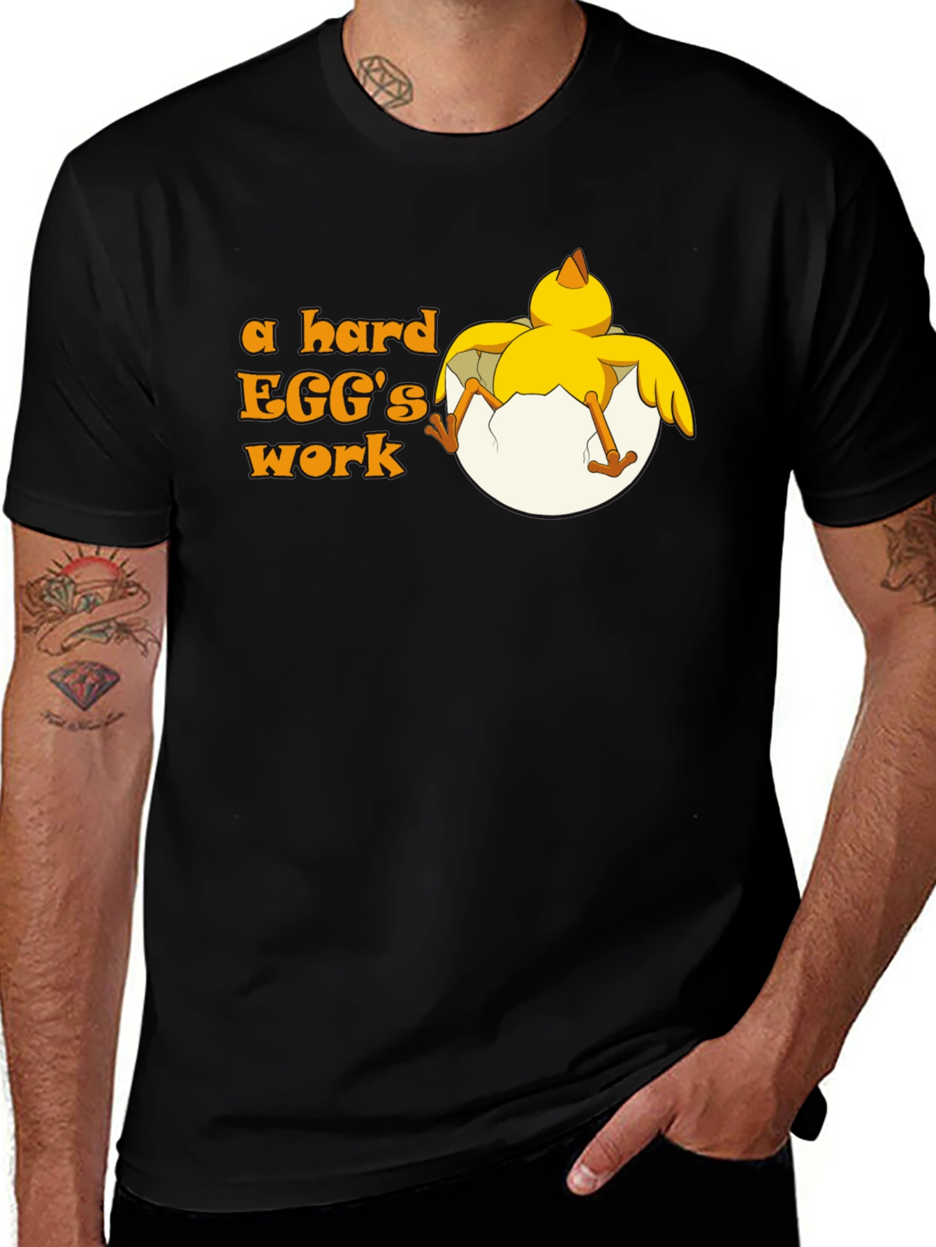 Variant 19 of A Hard Egg's Work T-Shirt: Funny Chick Design