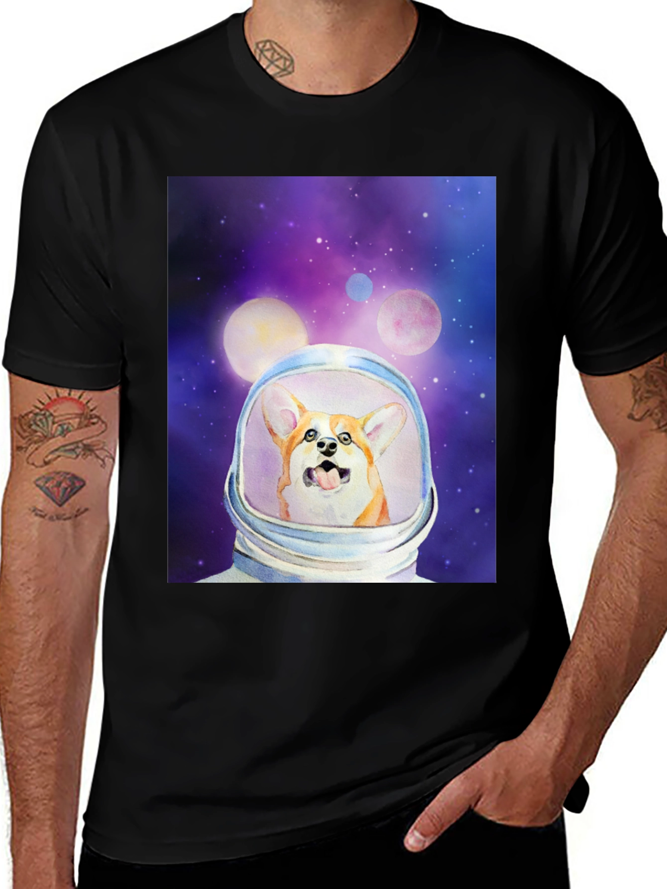 Variant 18 of Corgi Astronaut T-Shirt - Galaxy Dog Space Tee