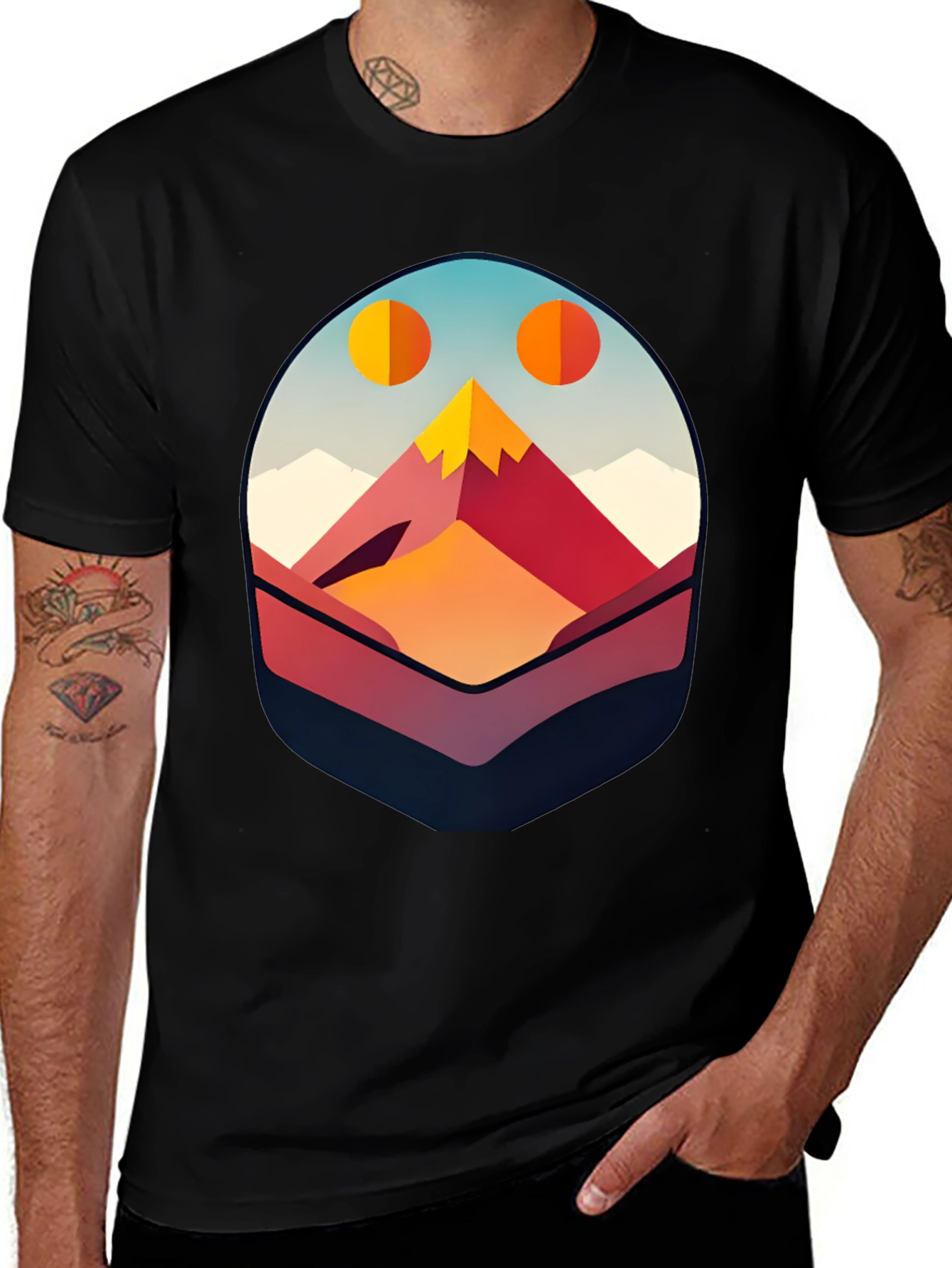 Variant 24 of Abstract Mountain Graphic Tee - Stylish Comfort