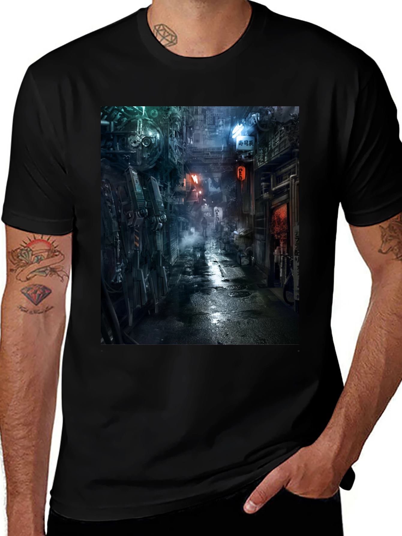Variant 27 of Cyberpunk Alleyway T-Shirt - Graphic Tee