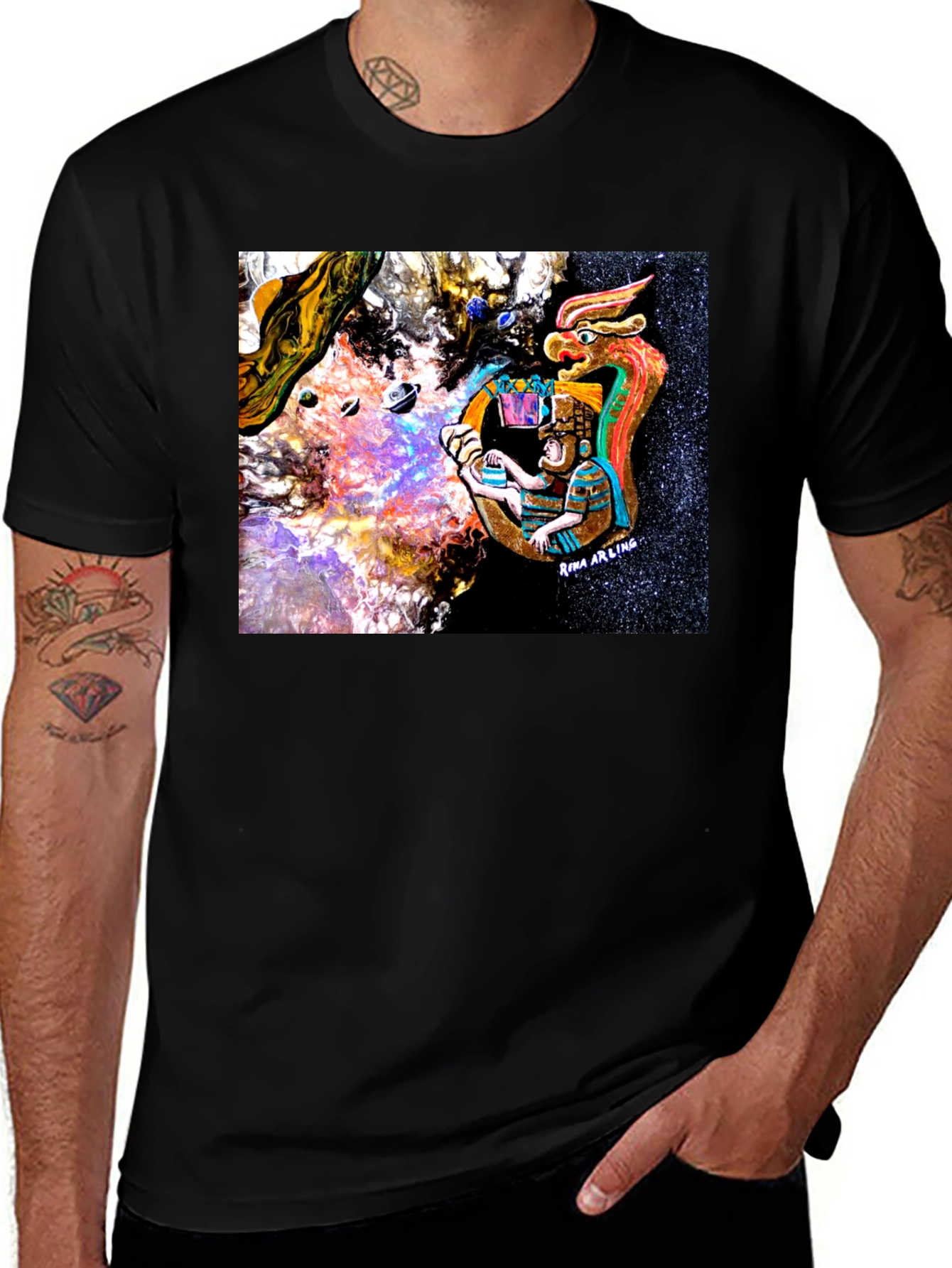 Variant 5 of Aztec Dragon Universe Graphic Tee