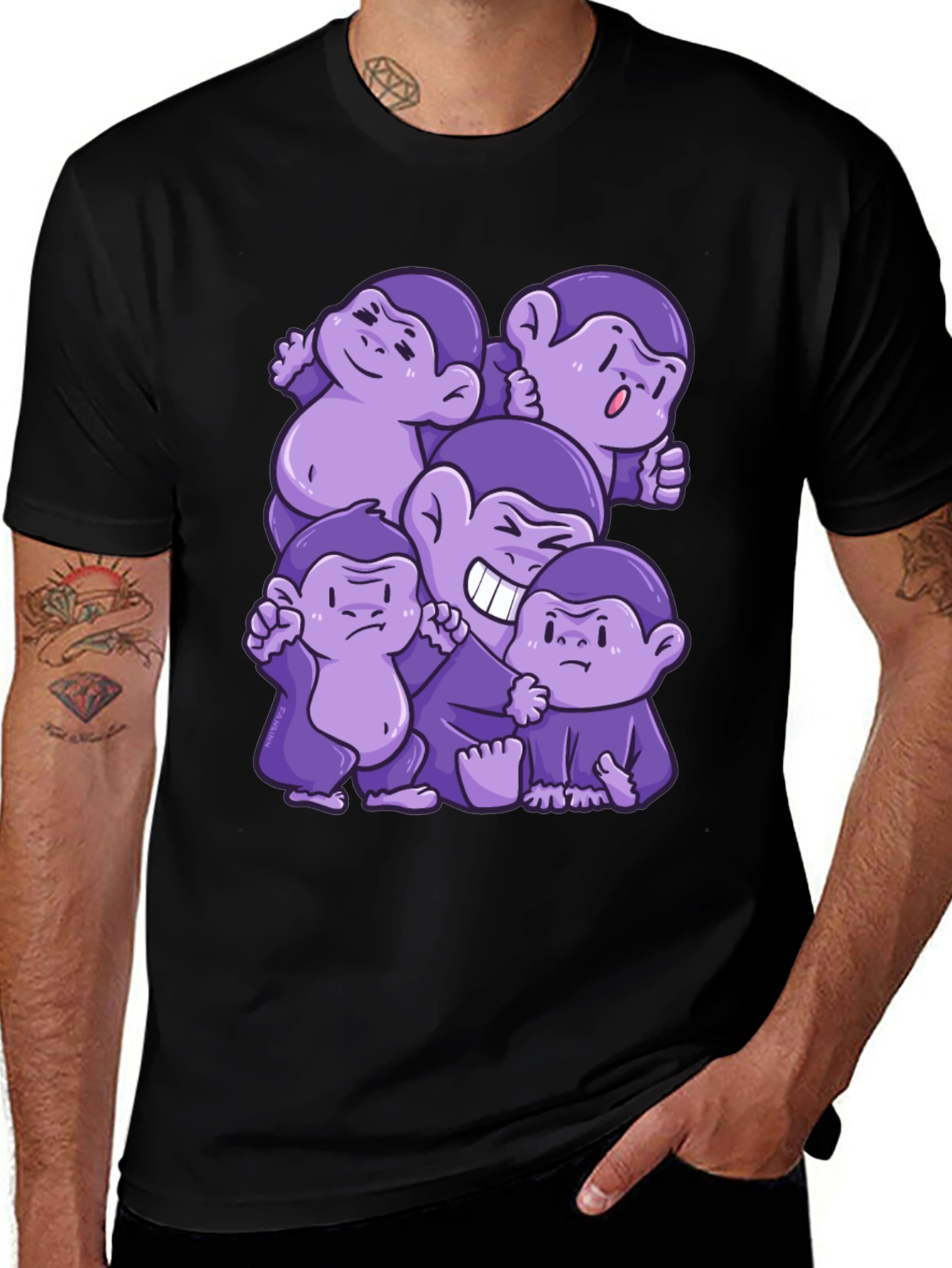 Variant 7 of Purple Monkey Cartoon Graphic Tee