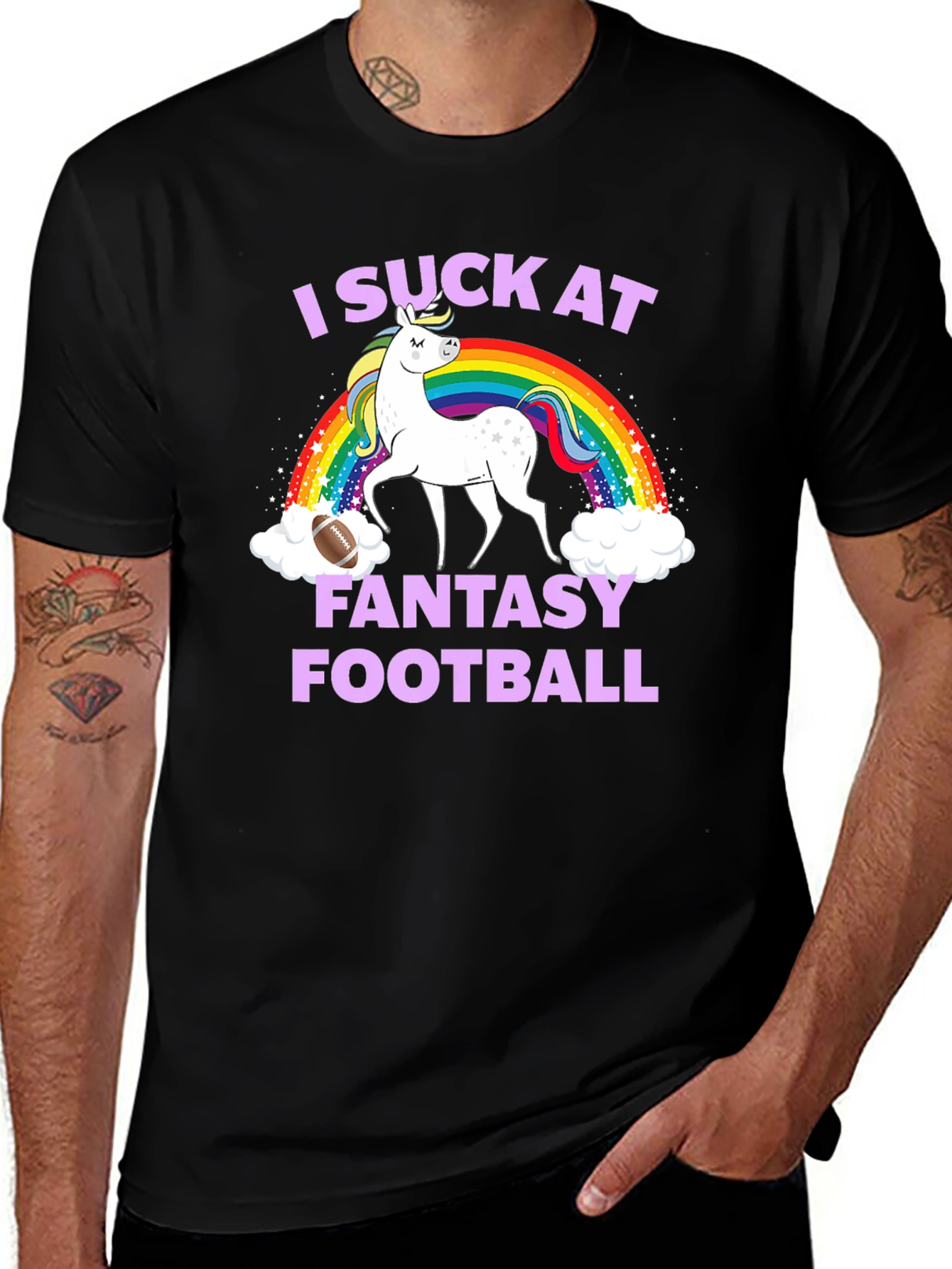Variant 30 of I Suck At Fantasy Football Unicorn Graphic Tee