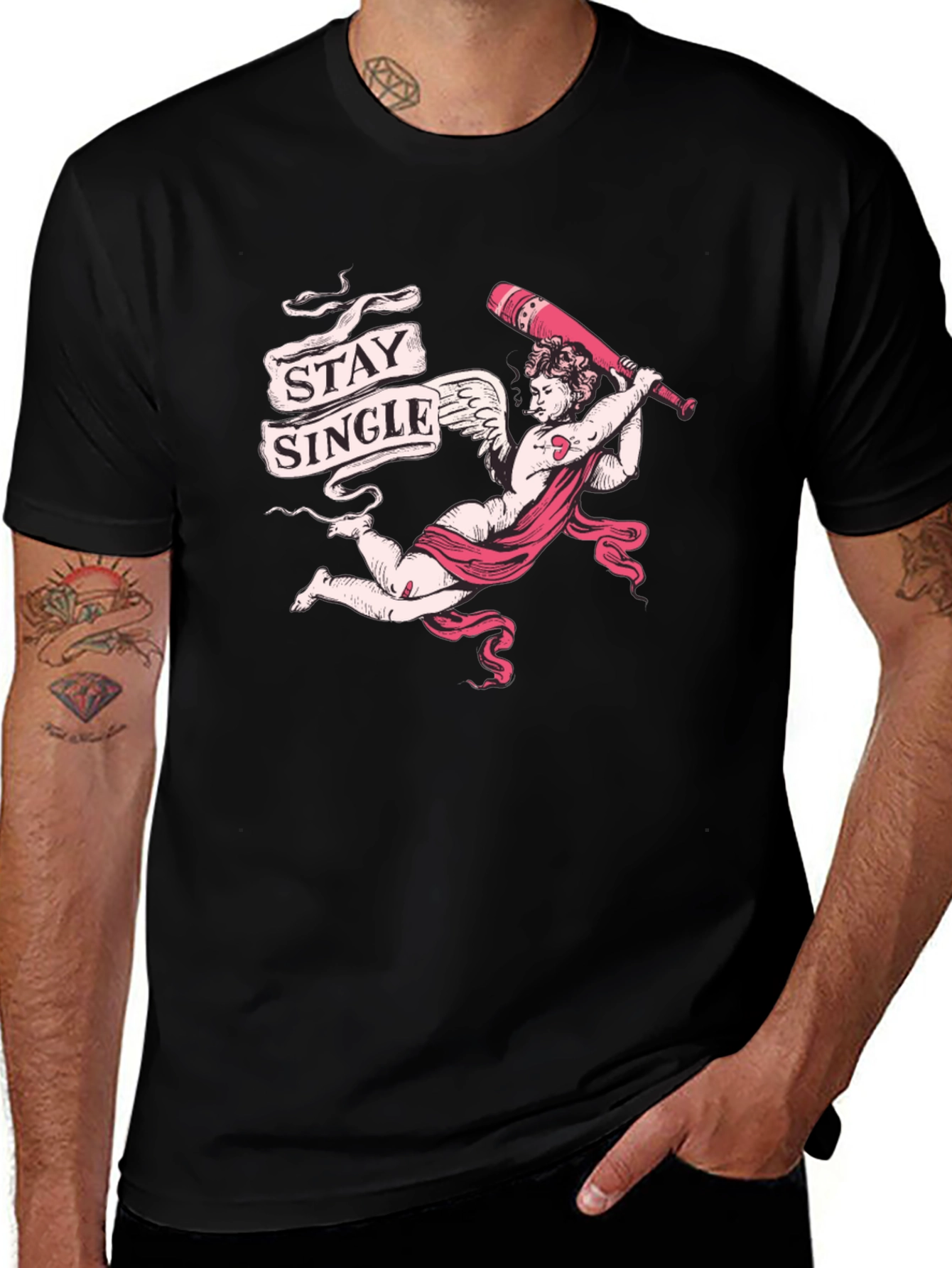 Black Stay Single Graphic Tee - Cupid's Revenge T-Shirt main image