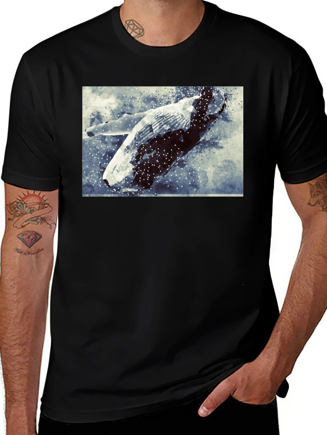 Variant 8 of Abstract Whale Graphic Tee - Black