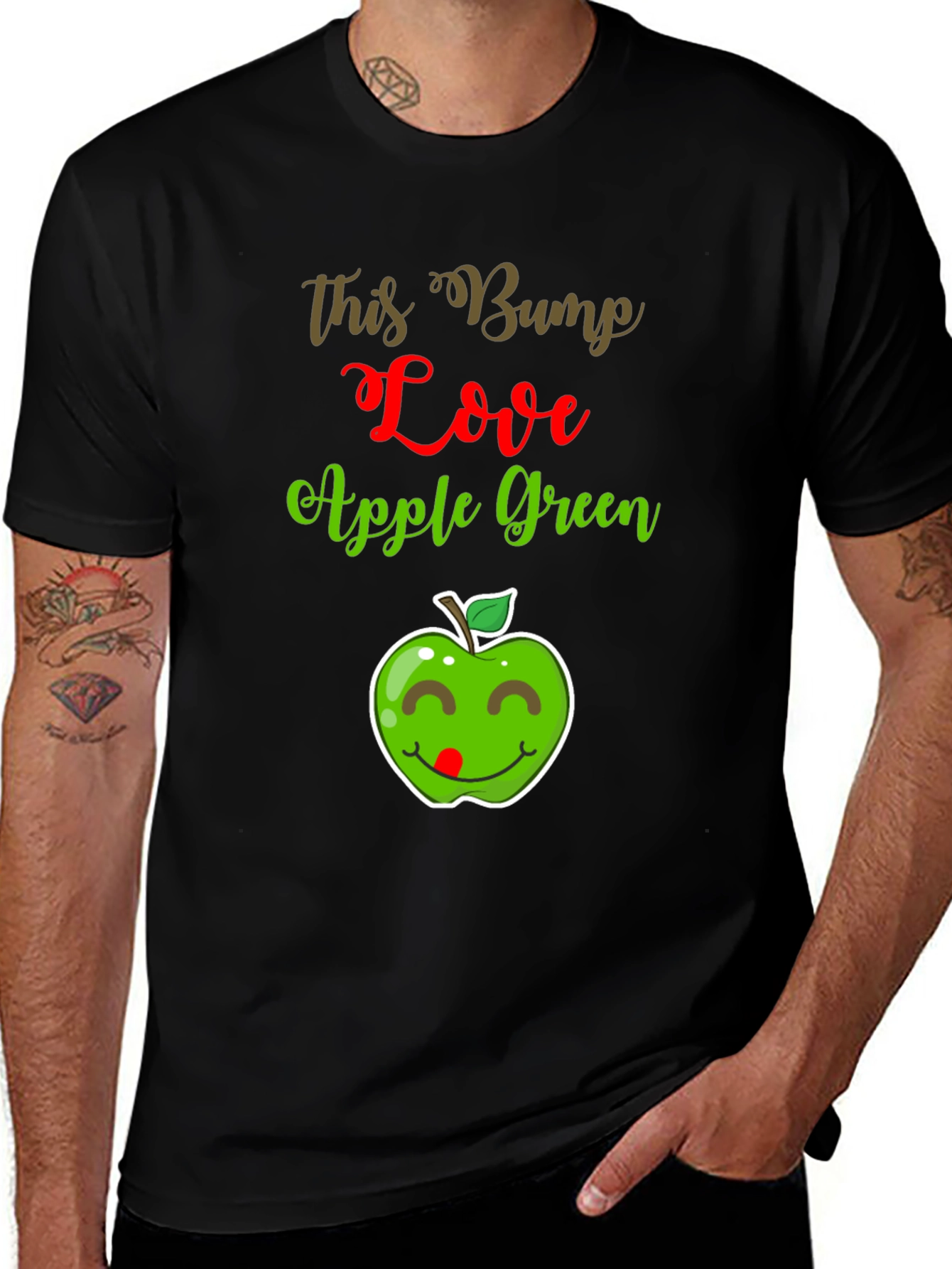 Variant 6 of Funny "This Bump Love Apple Green" Graphic Tee
