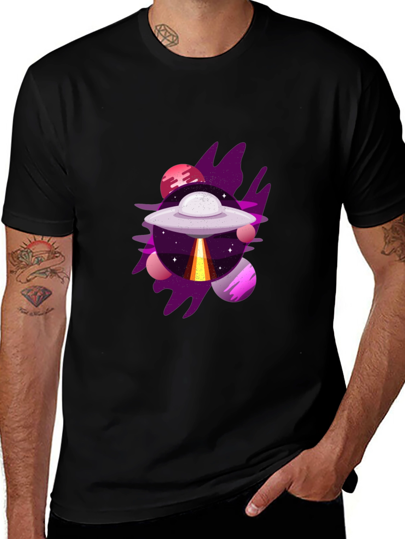 Variant 10 of UFO Graphic Tee - Men's Black T-Shirt