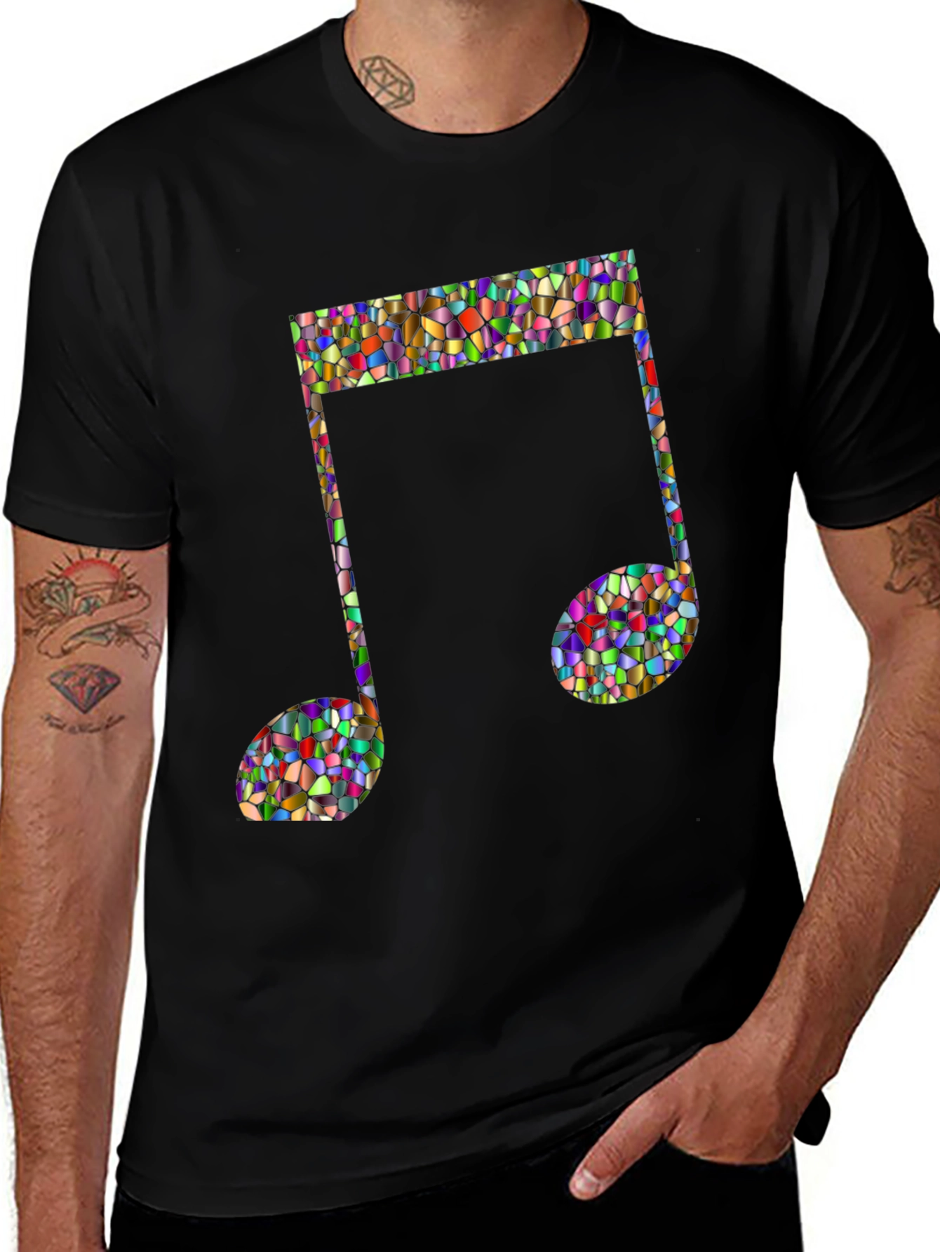 Variant 6 of Mosaic Music Note Graphic Tee - Stylish Men's T-Shirt