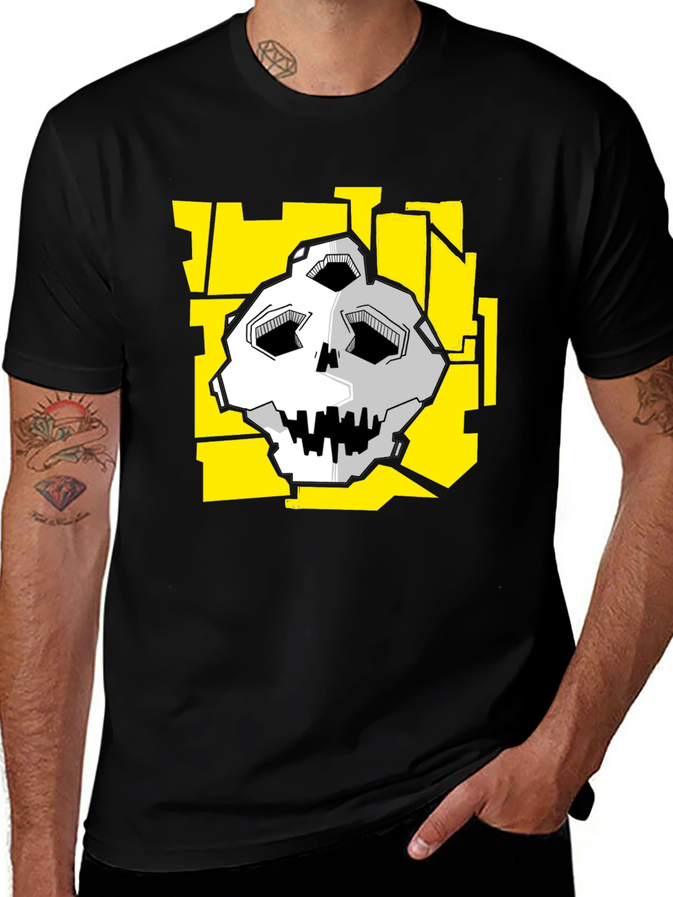Variant 17 of Skull Graphic Print Black T-Shirt