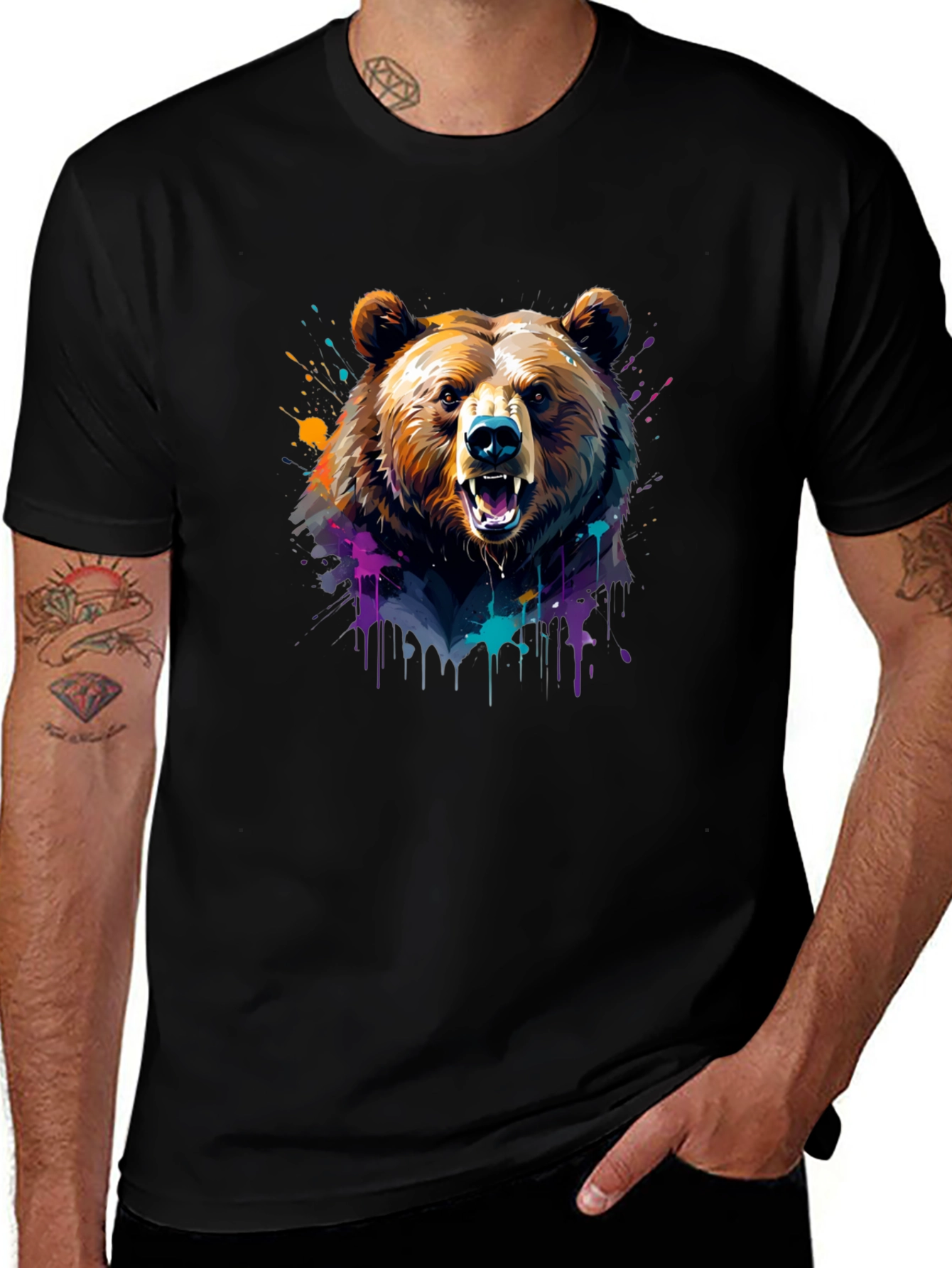 Variant 20 of Bear Graphic Tee - Colorful Animal Print Shirt