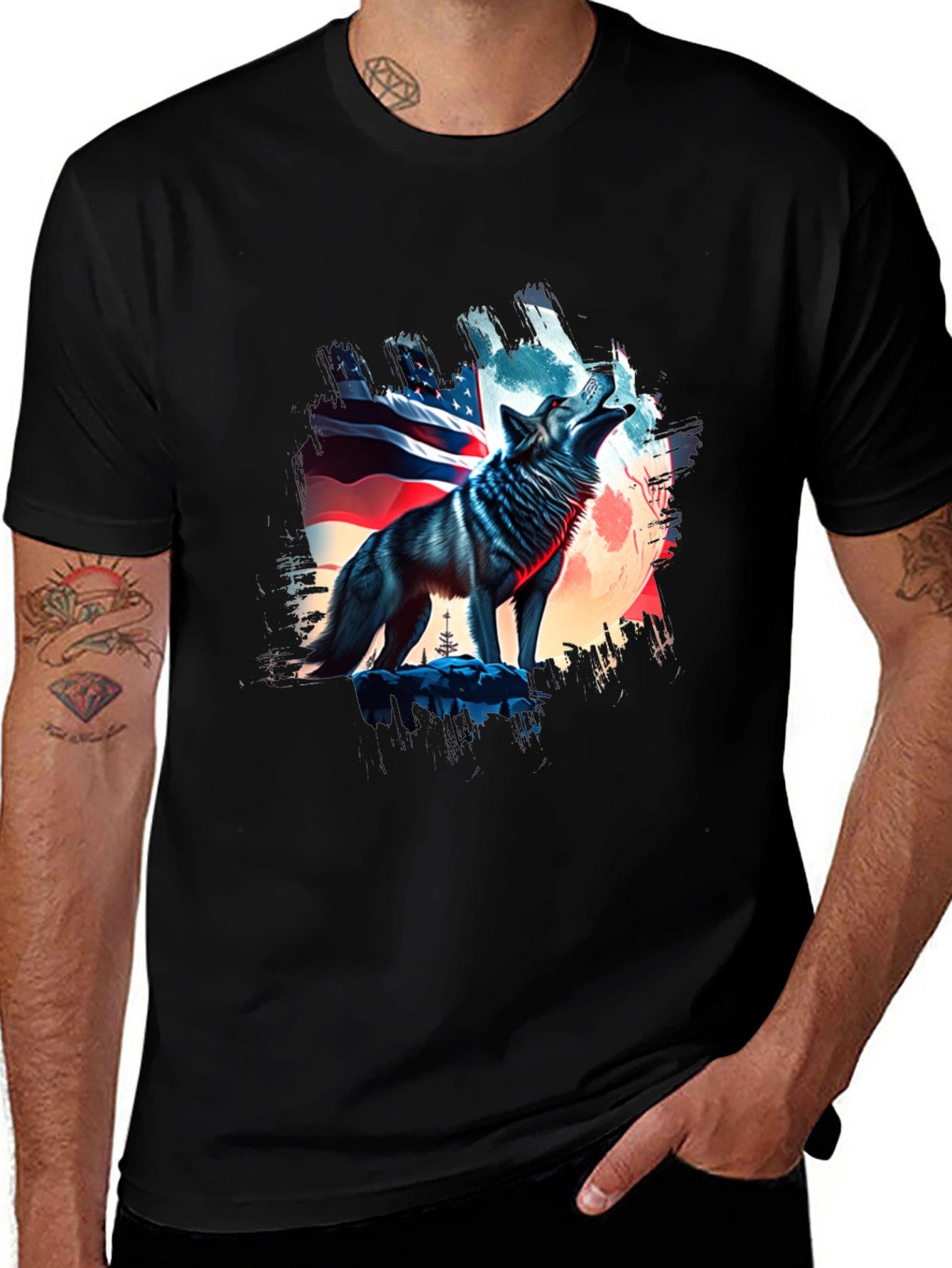 Variant 20 of Patriotic Wolf Graphic Tee - USA Pride