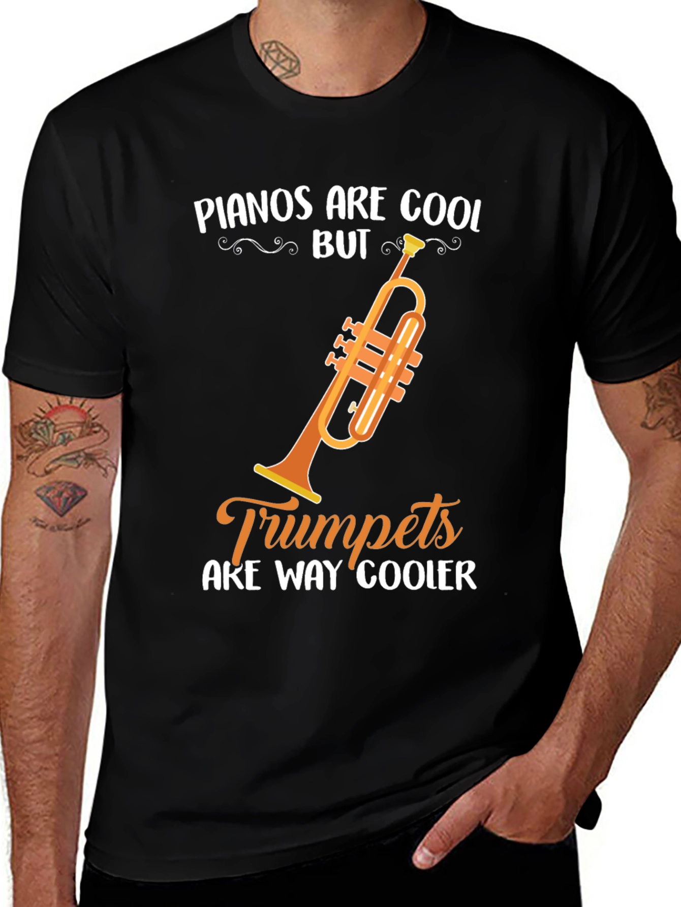 Variant 21 of Funny Trumpet Music T-Shirt - Pianos Are Cool, But...